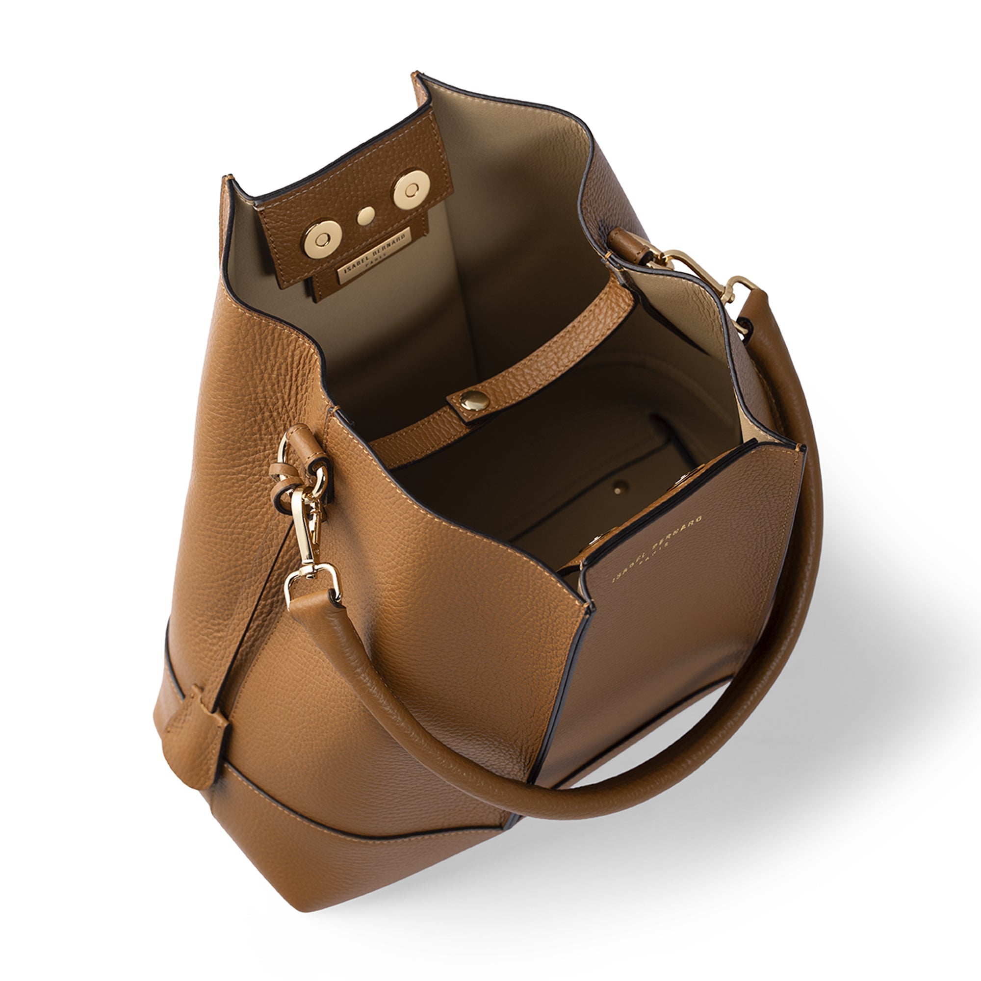 Femme Forte Macie cognac calfskin leather shoulder bag