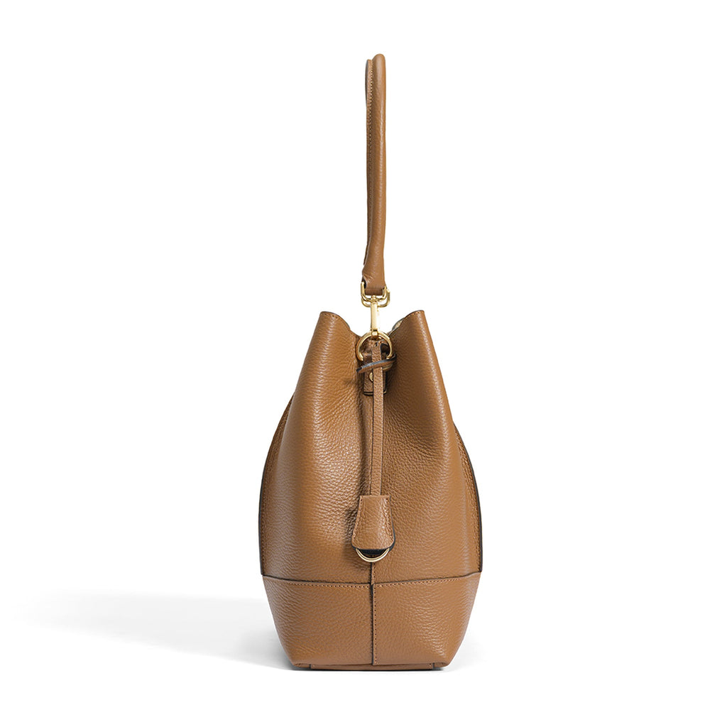 Femme Forte Macie cognac calfskin leather shoulder bag