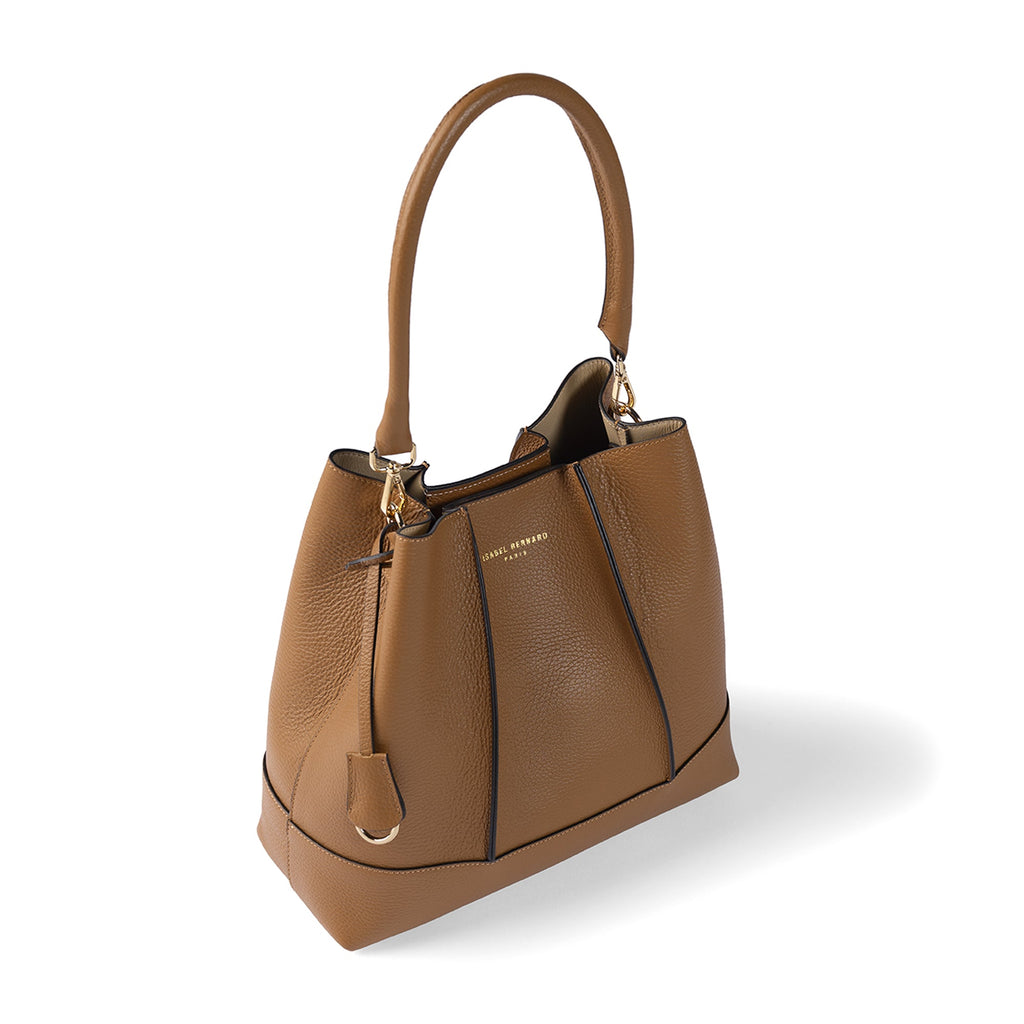 Femme Forte Macie cognac calfskin leather shoulder bag