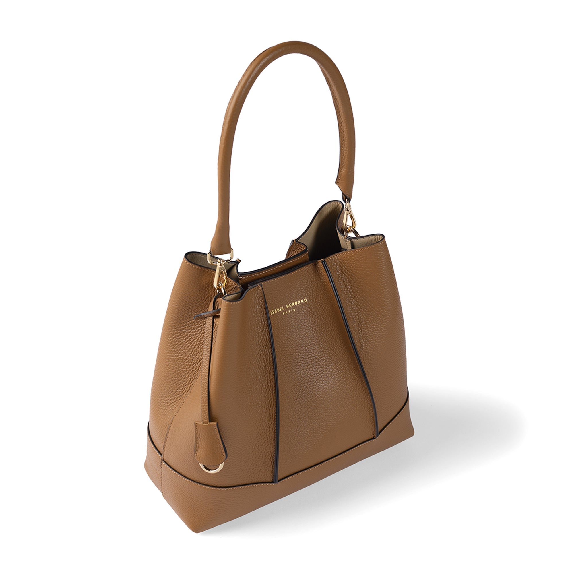 Femme Forte Macie cognac calfskin leather shoulder bag