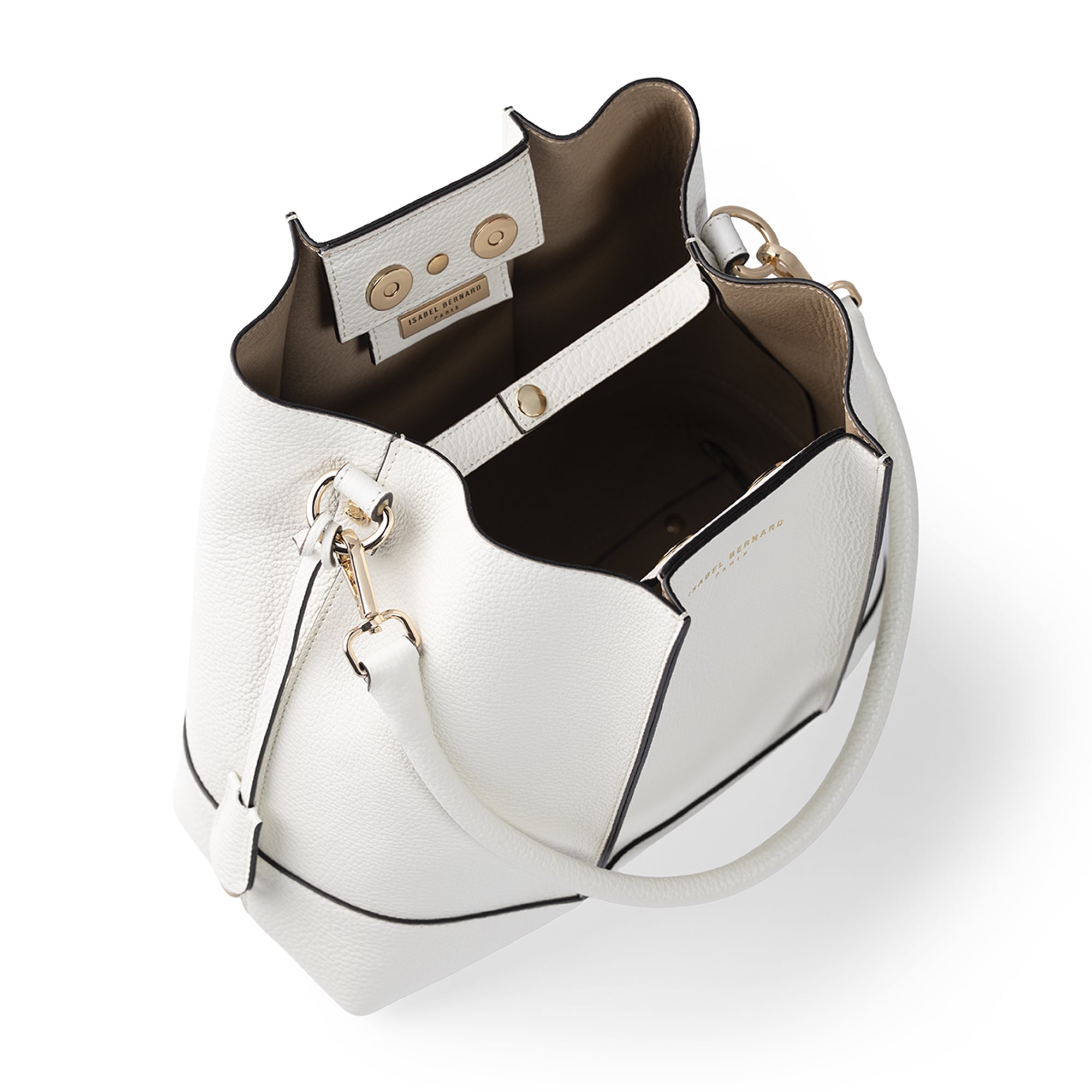 Femme Forte Macie cream calfskin leather shoulder bag