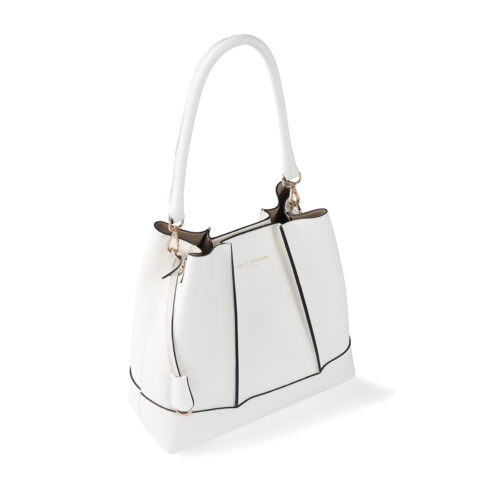 Femme Forte Macie cream calfskin leather shoulder bag