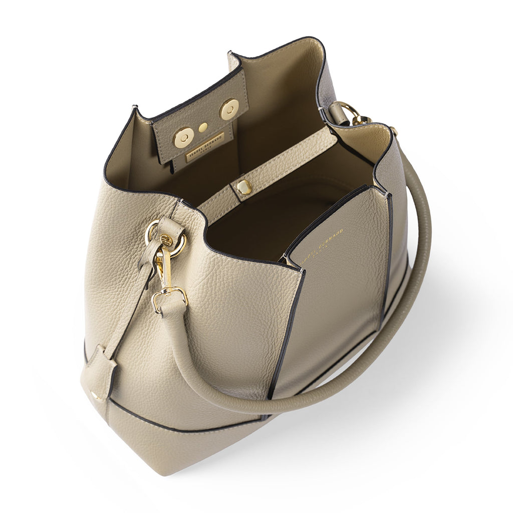 Femme Forte Macie taupe calfskin leather shoulder bag