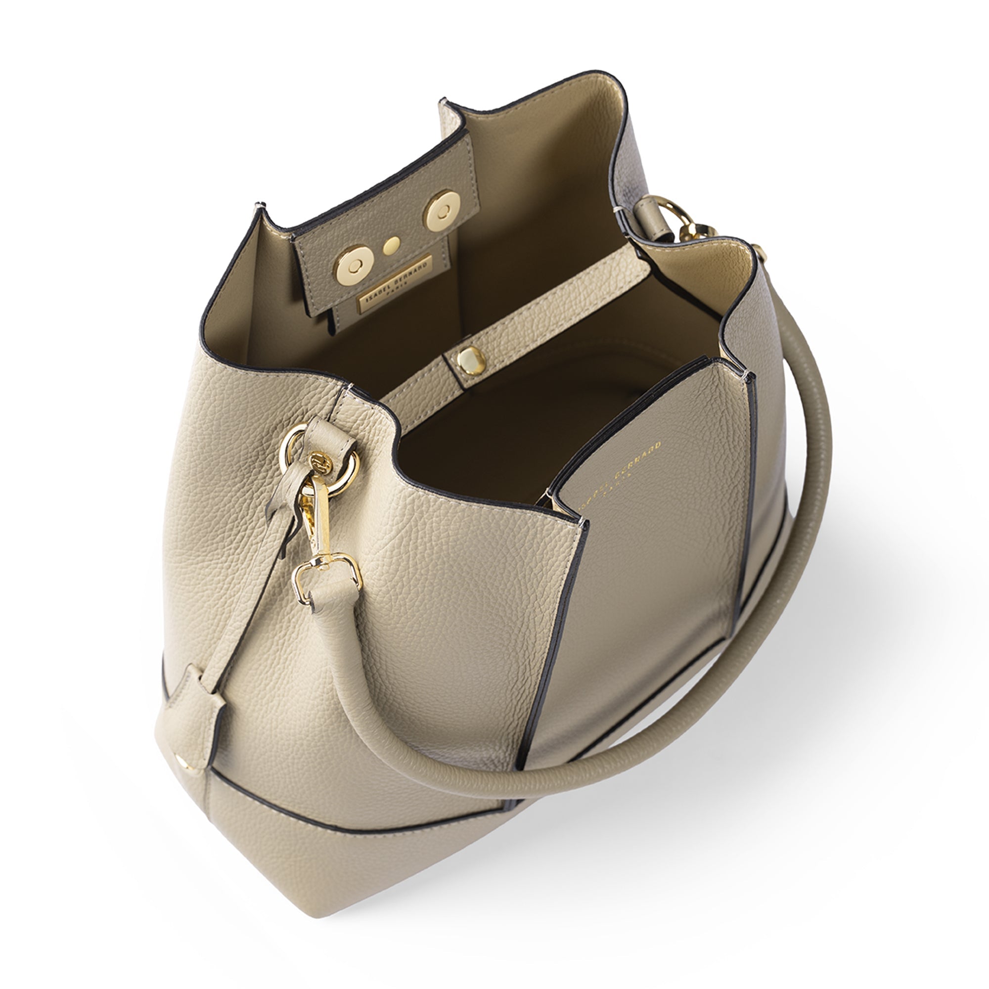 Femme Forte Macie taupe calfskin leather shoulder bag