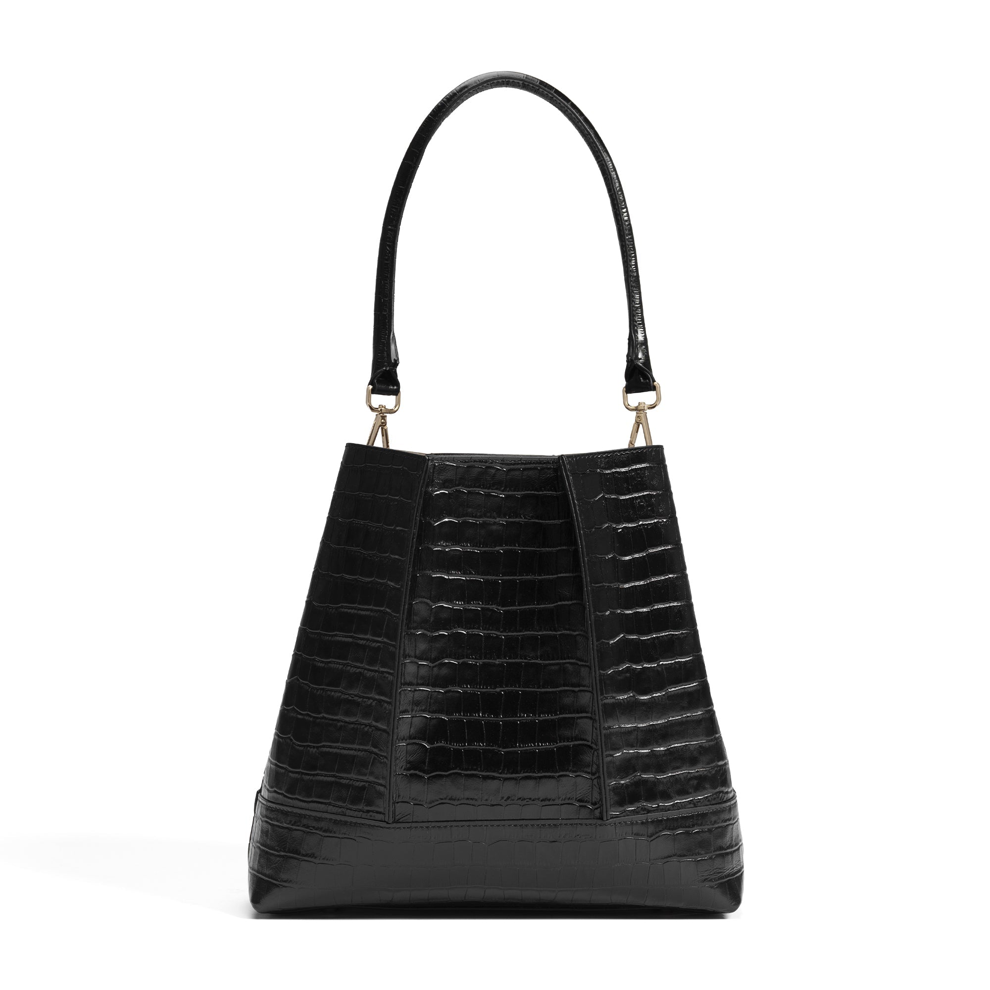 Femme Forte Macie croco black calfskin leather handbag