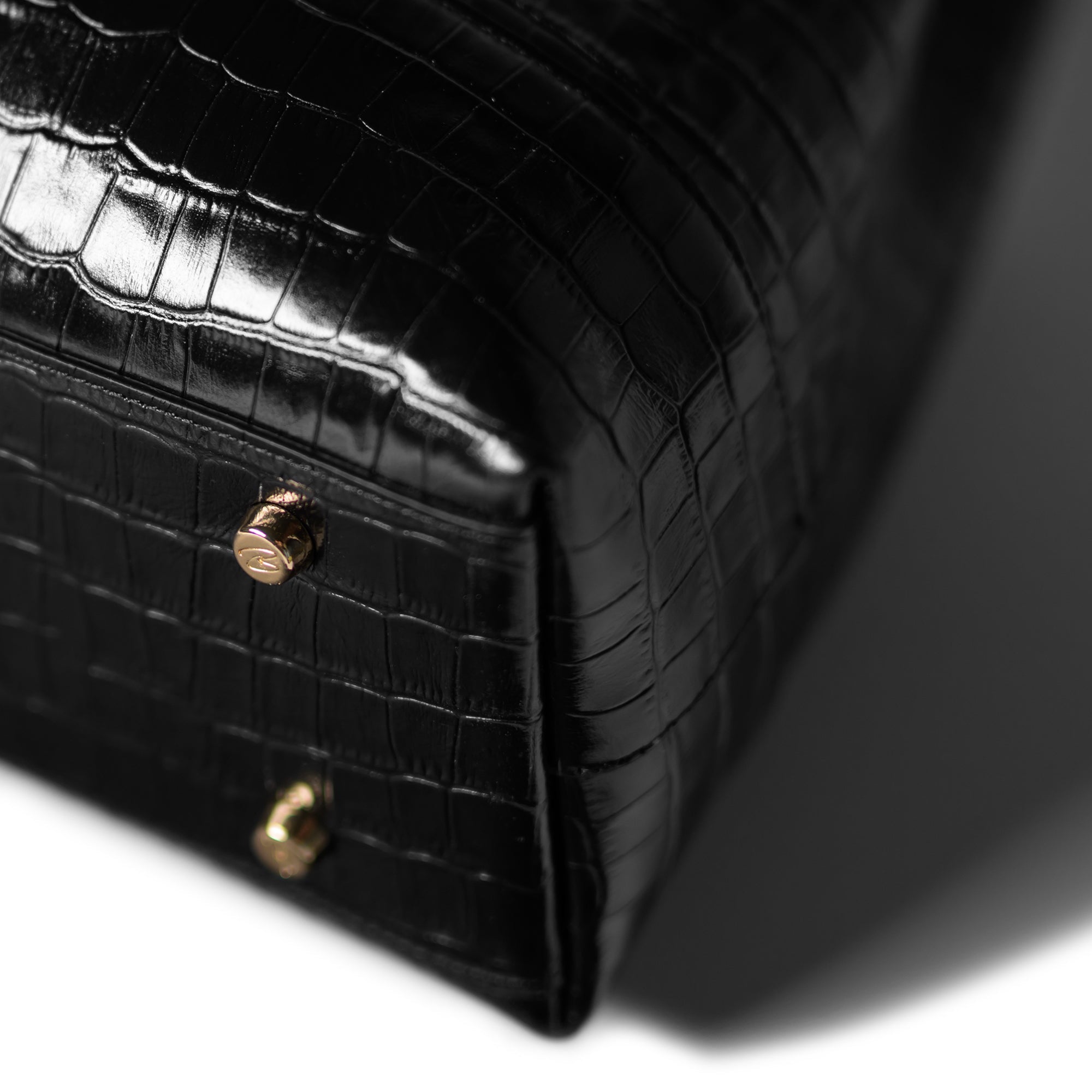 Femme Forte Macie croco black calfskin leather handbag