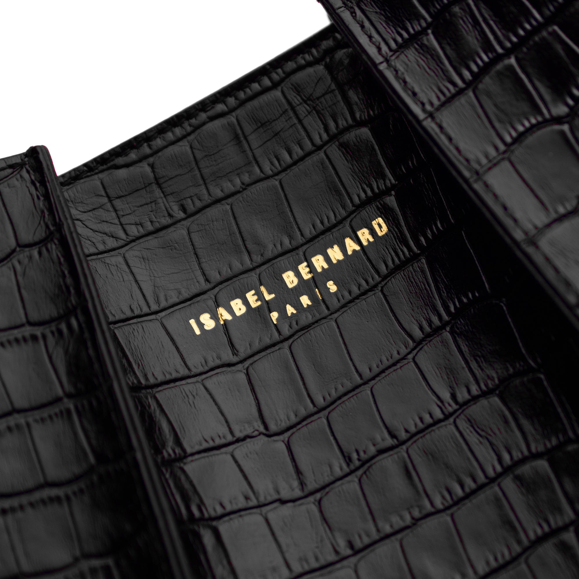 Femme Forte Macie croco black calfskin leather handbag