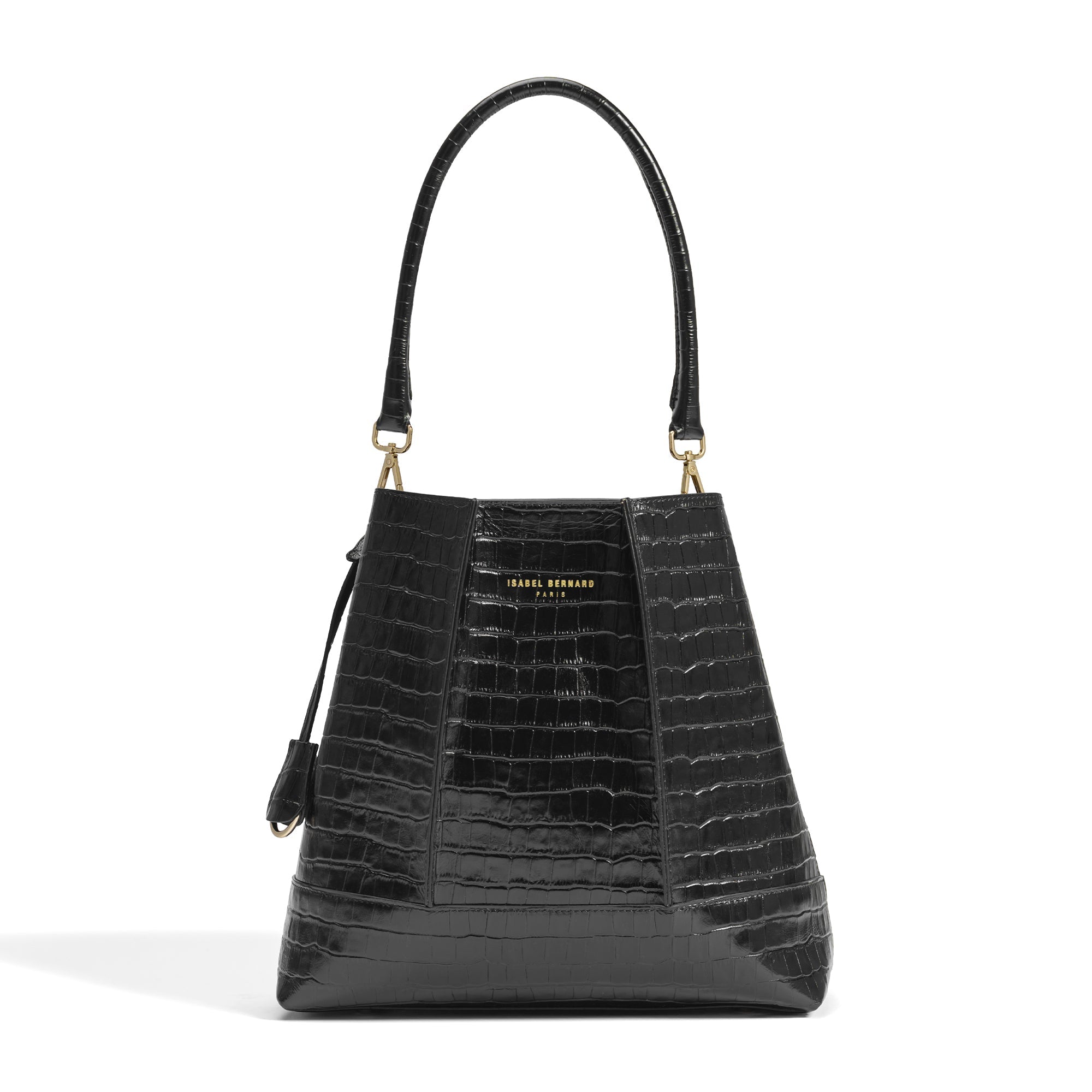 Femme Forte Macie croco black calfskin leather handbag