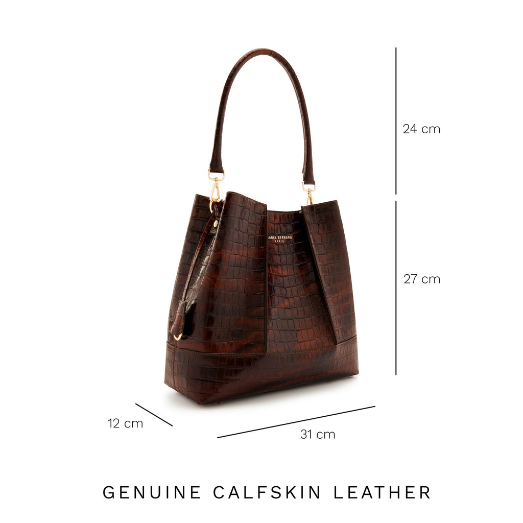 Femme Forte Macie croco brown calfskin leather handbag