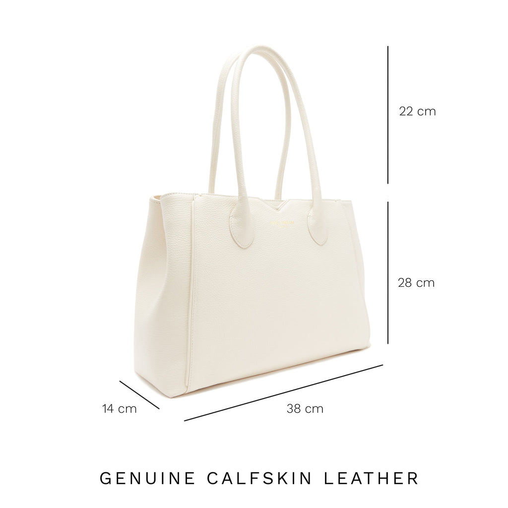 Cadeau d'Isabel cream calfskin leather handbag and wallet set