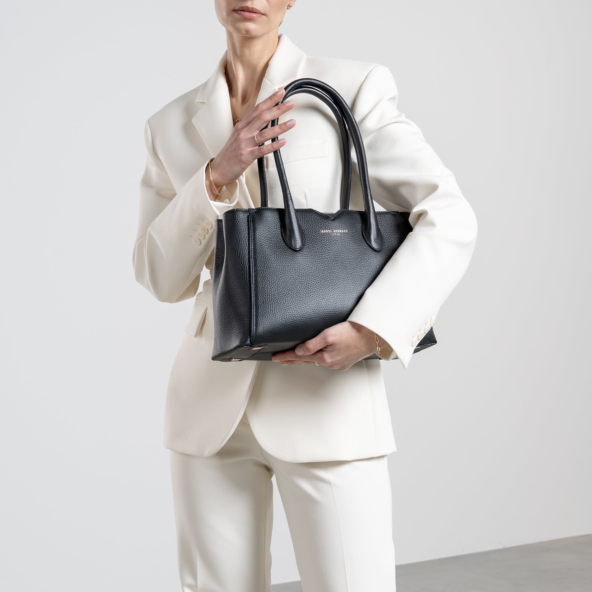 Honoré Cloe Midi black calfskin leather handbag