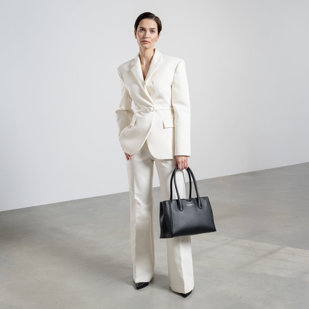 Honoré Cloe Midi black calfskin leather handbag