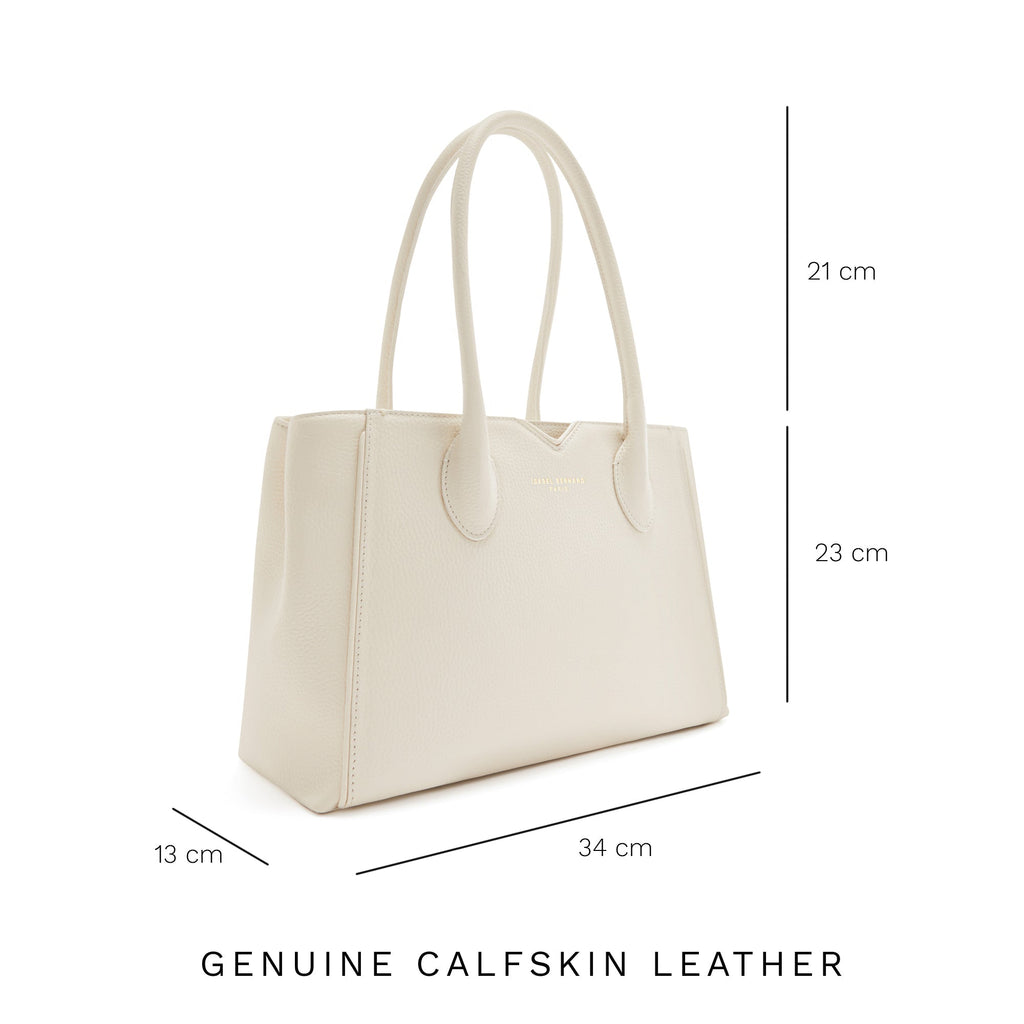 Cadeau d'Isabel cream calfskin leather handbag and wallet set