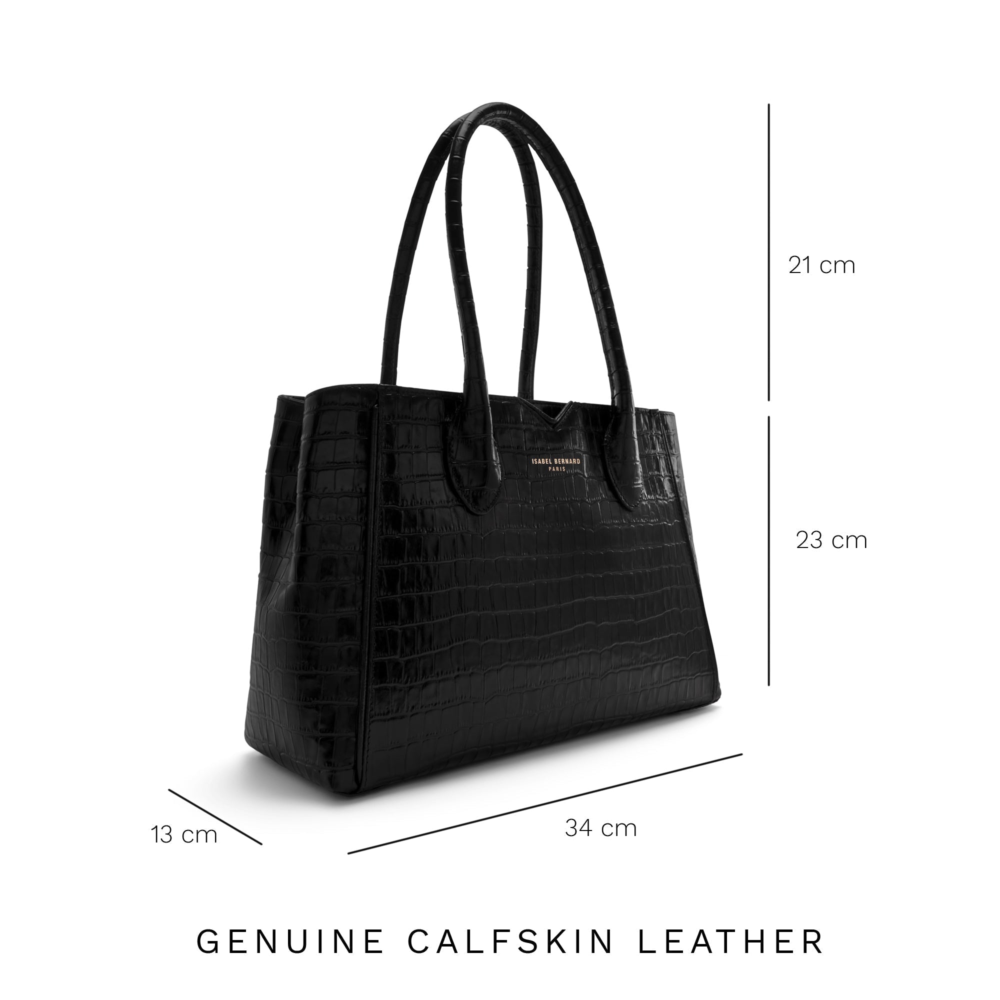 Cadeau d'Isabel croco black calfskin leather handbag and wallet set