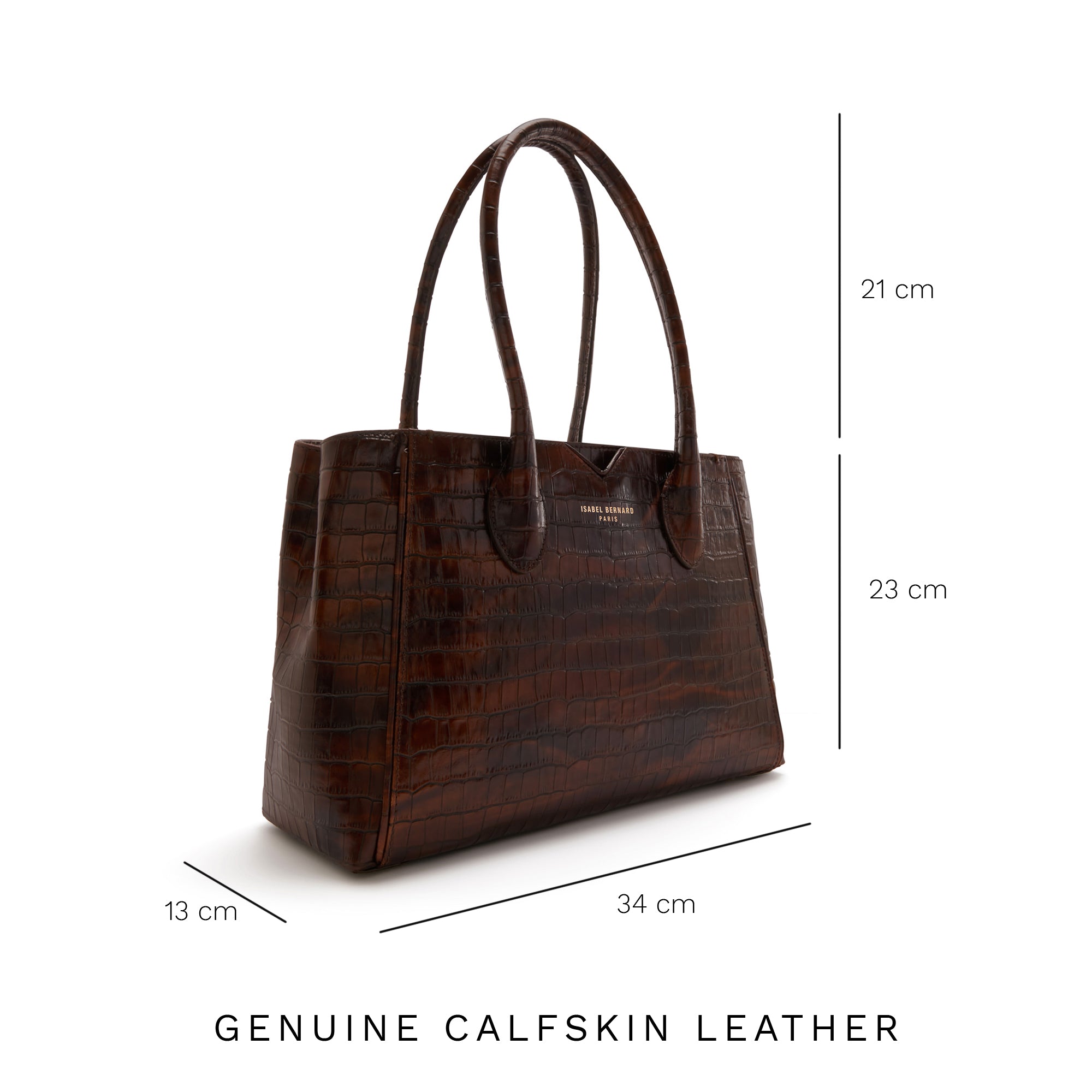 Cadeau d'Isabel croco brown calfskin leather handbag and wallet set