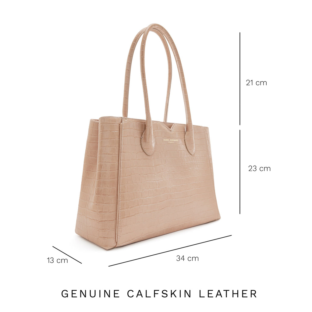 Honoré Cloe Midi croco beige calfskin leather handbag