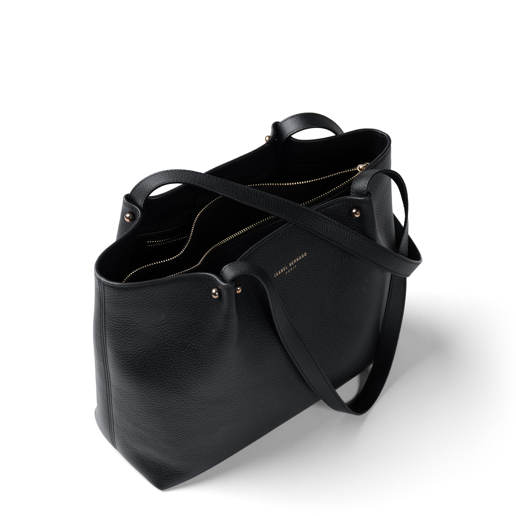 Cadeau d'Isabel black calfskin leather shopper and wallet set