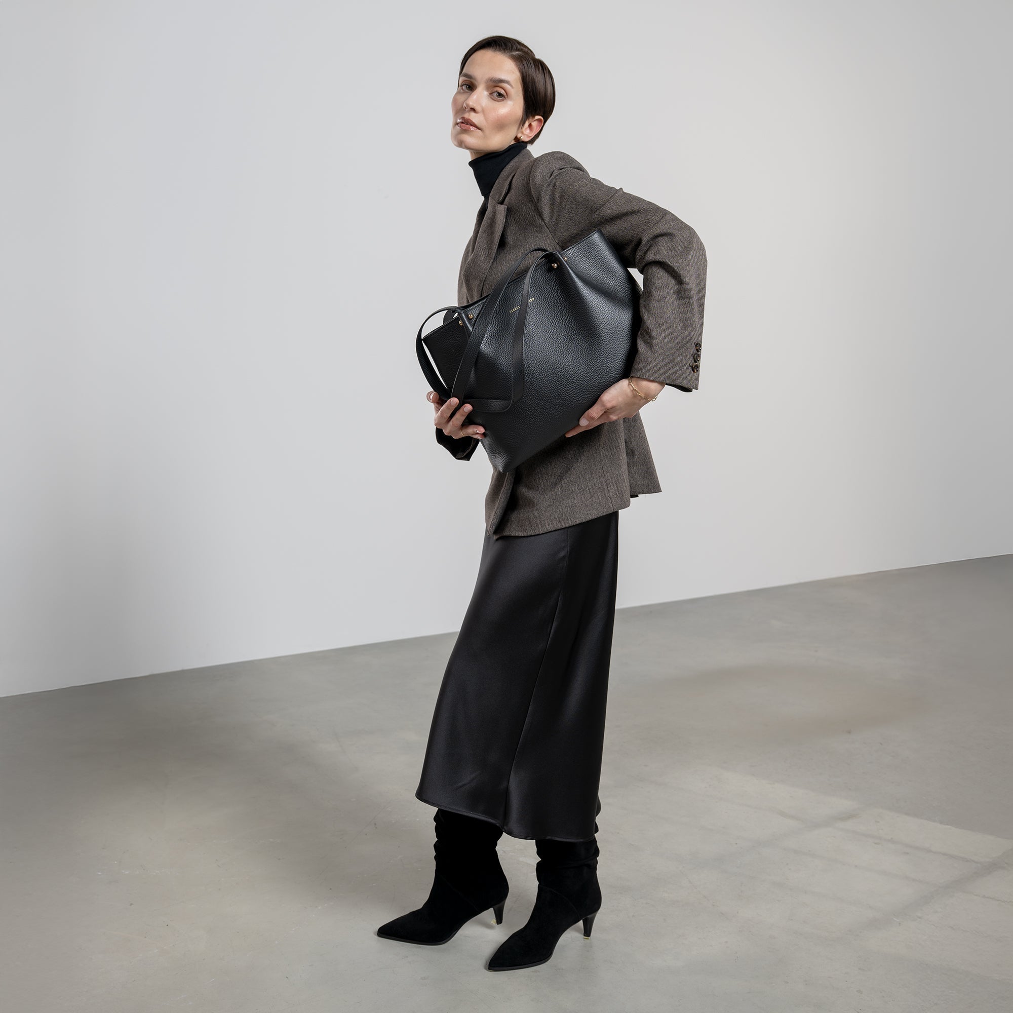 Honoré Nata black leather shopper calfskin leather