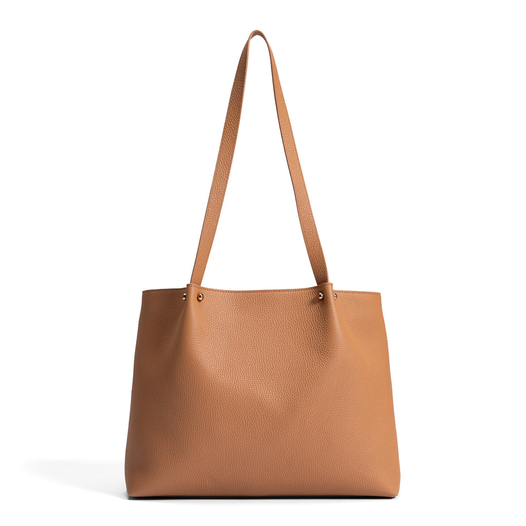 Cadeau d'Isabel camel calfskin leather shopper and wallet set