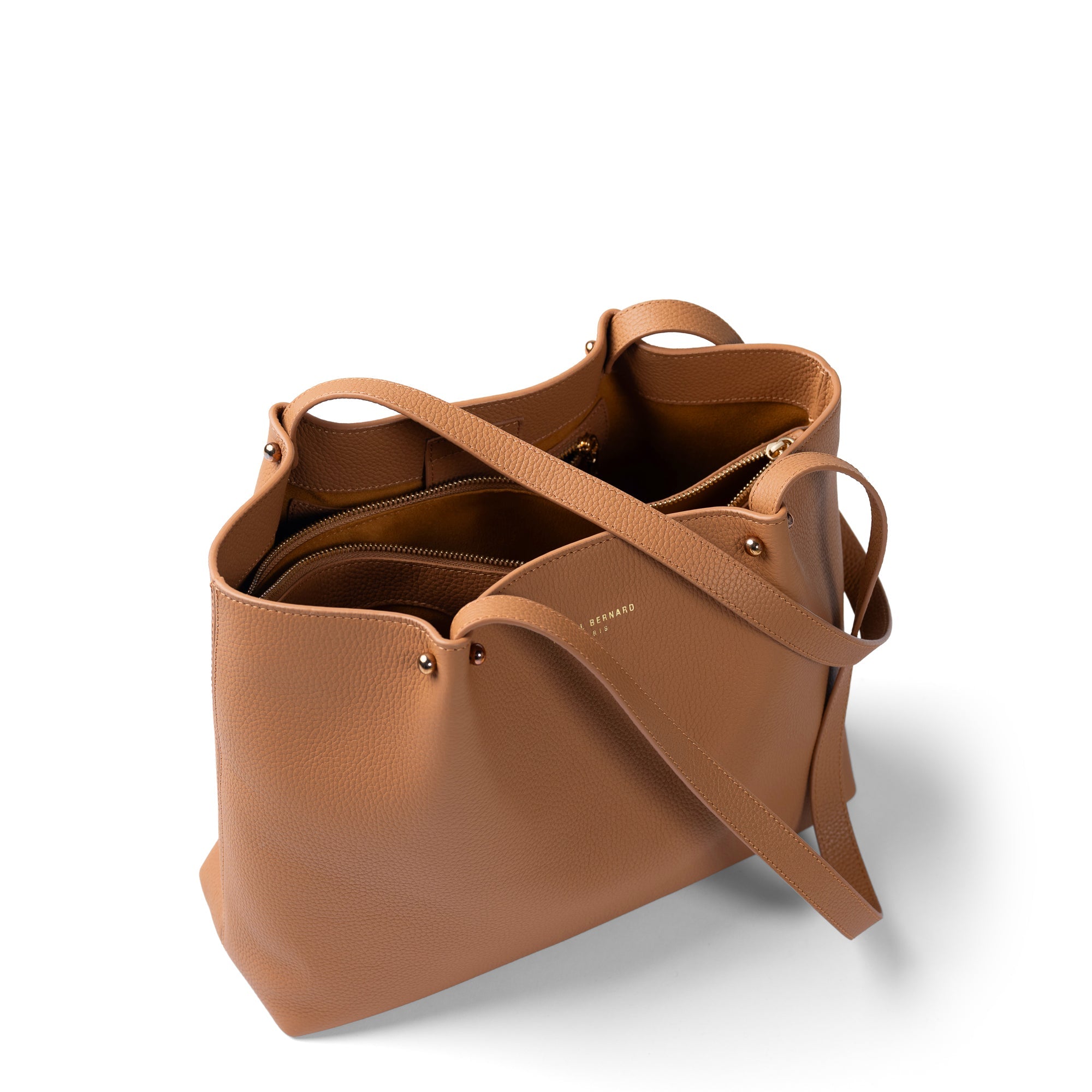 Cadeau d'Isabel camel calfskin leather shopper and wallet set