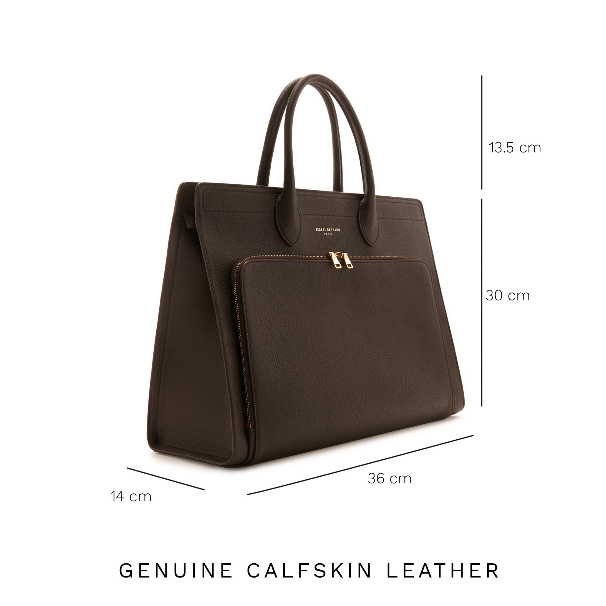 Honoré Nadine brown calfskin leather handbag with 16.4 inch laptop pocket