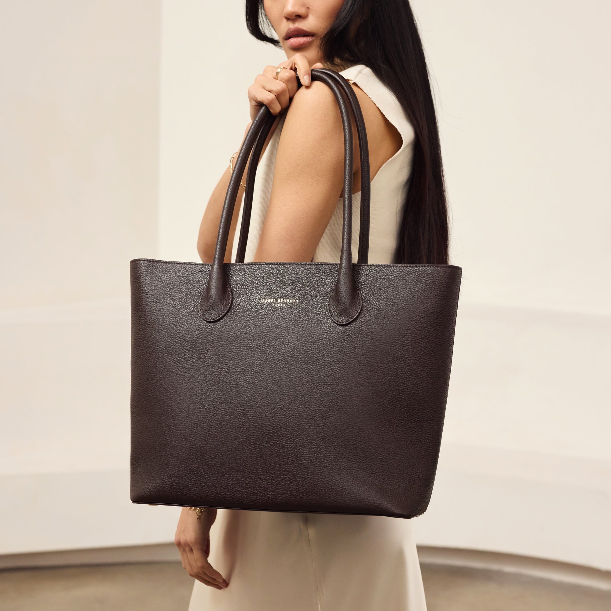 Honoré Lysanne brown calfskin leather shopper