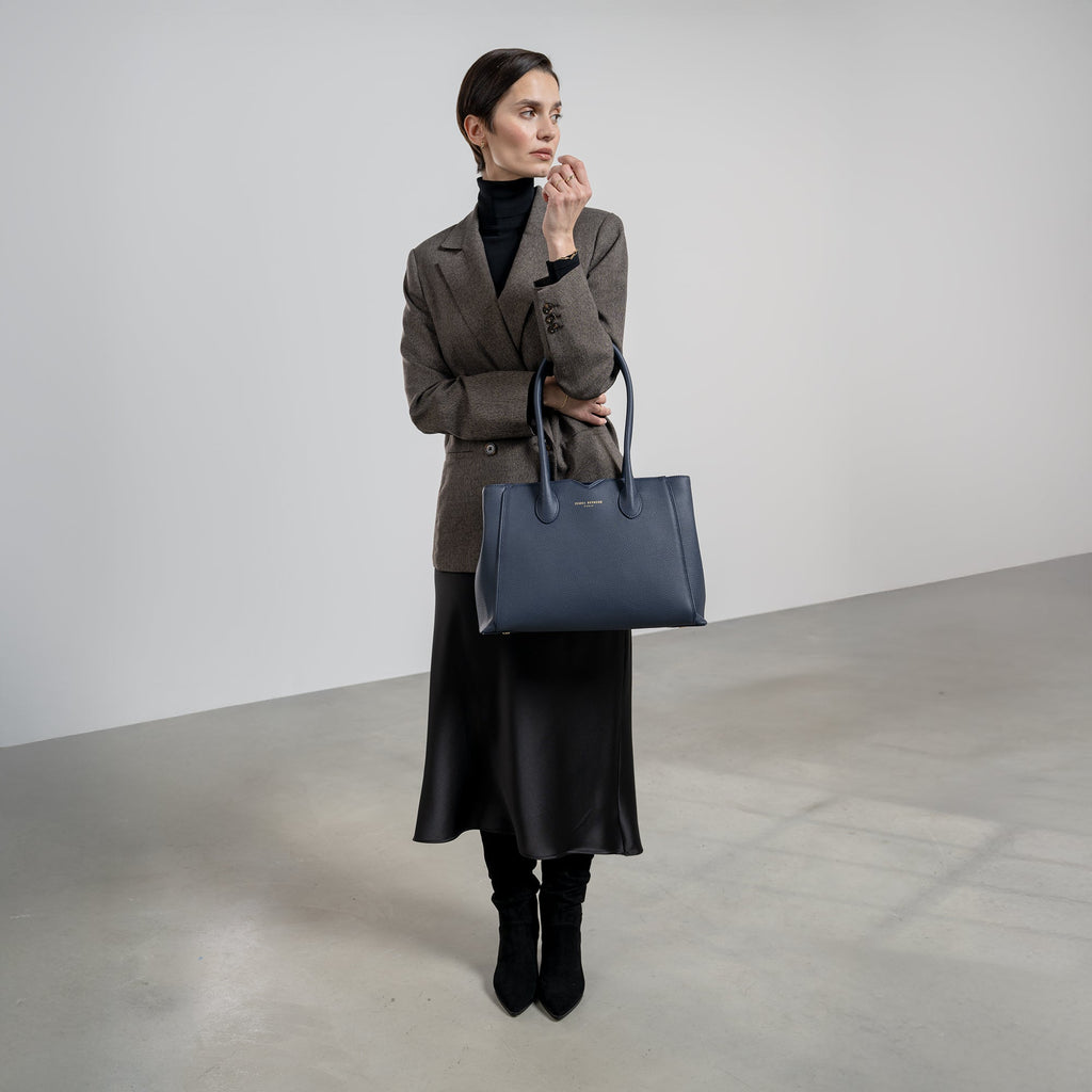 Honoré Cloe blue calfskin leather handbag