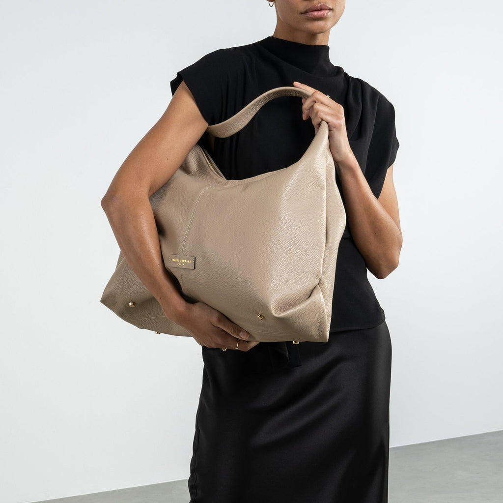 Honoré Grace taupe calfskin leather shoulder bag