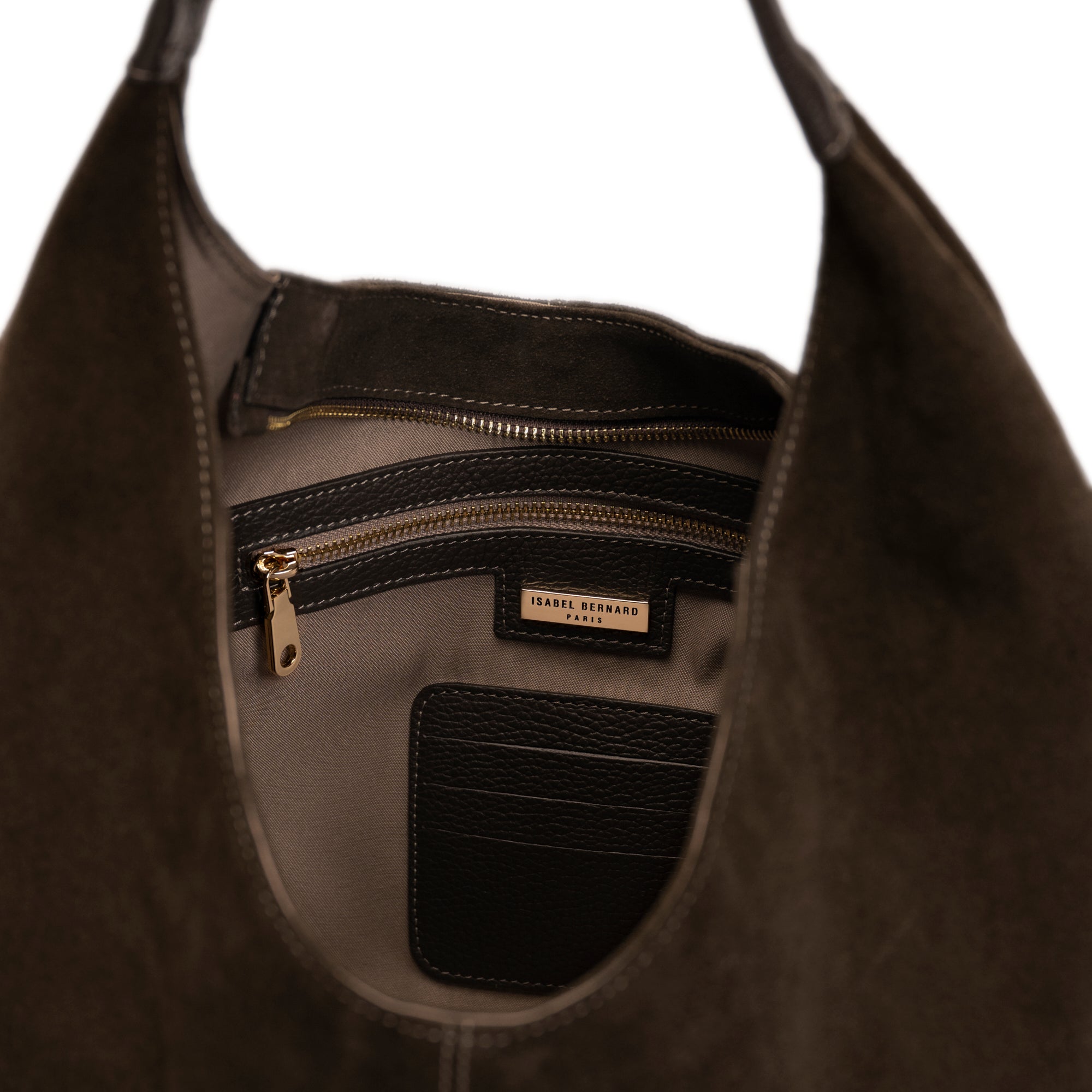 Honoré Grace dark brown suede shoulder bag