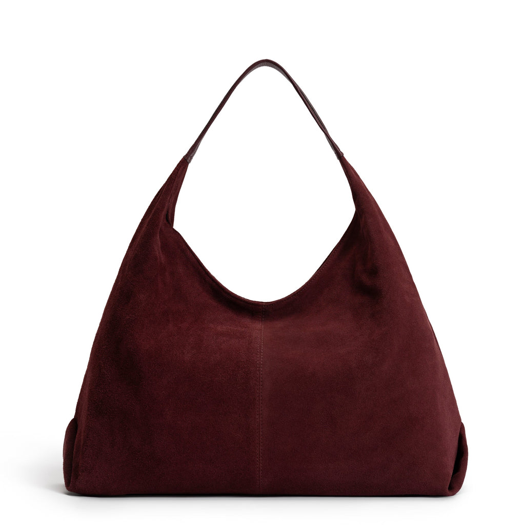 Honoré Grace dark bordeaux suede shoulder bag