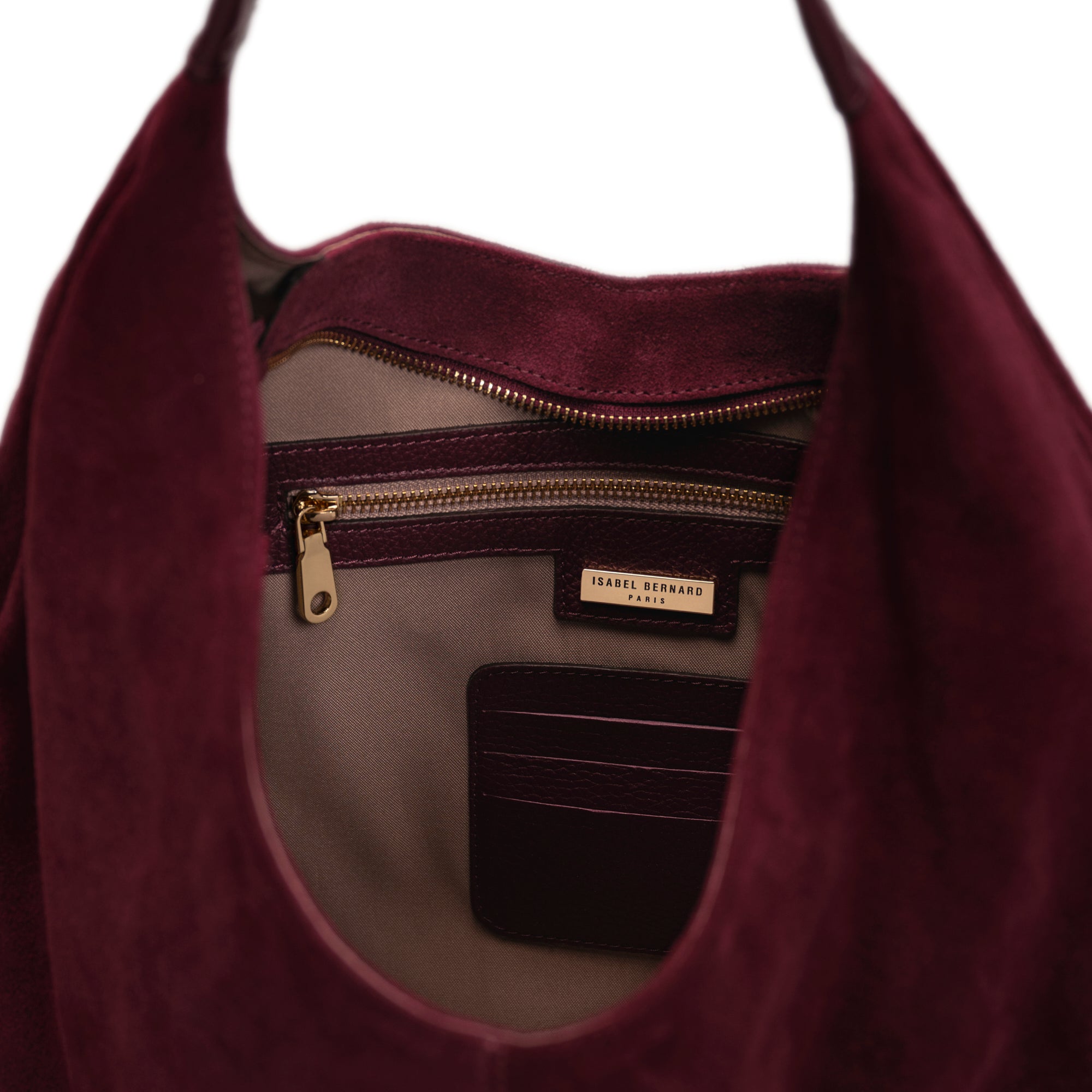Honoré Grace dark bordeaux suede shoulder bag