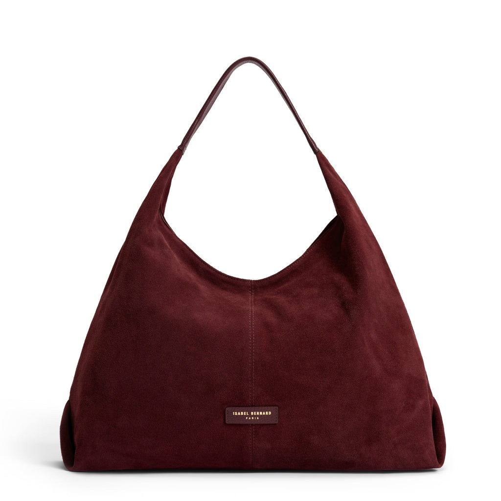 Honoré Grace dark bordeaux suede shoulder bag