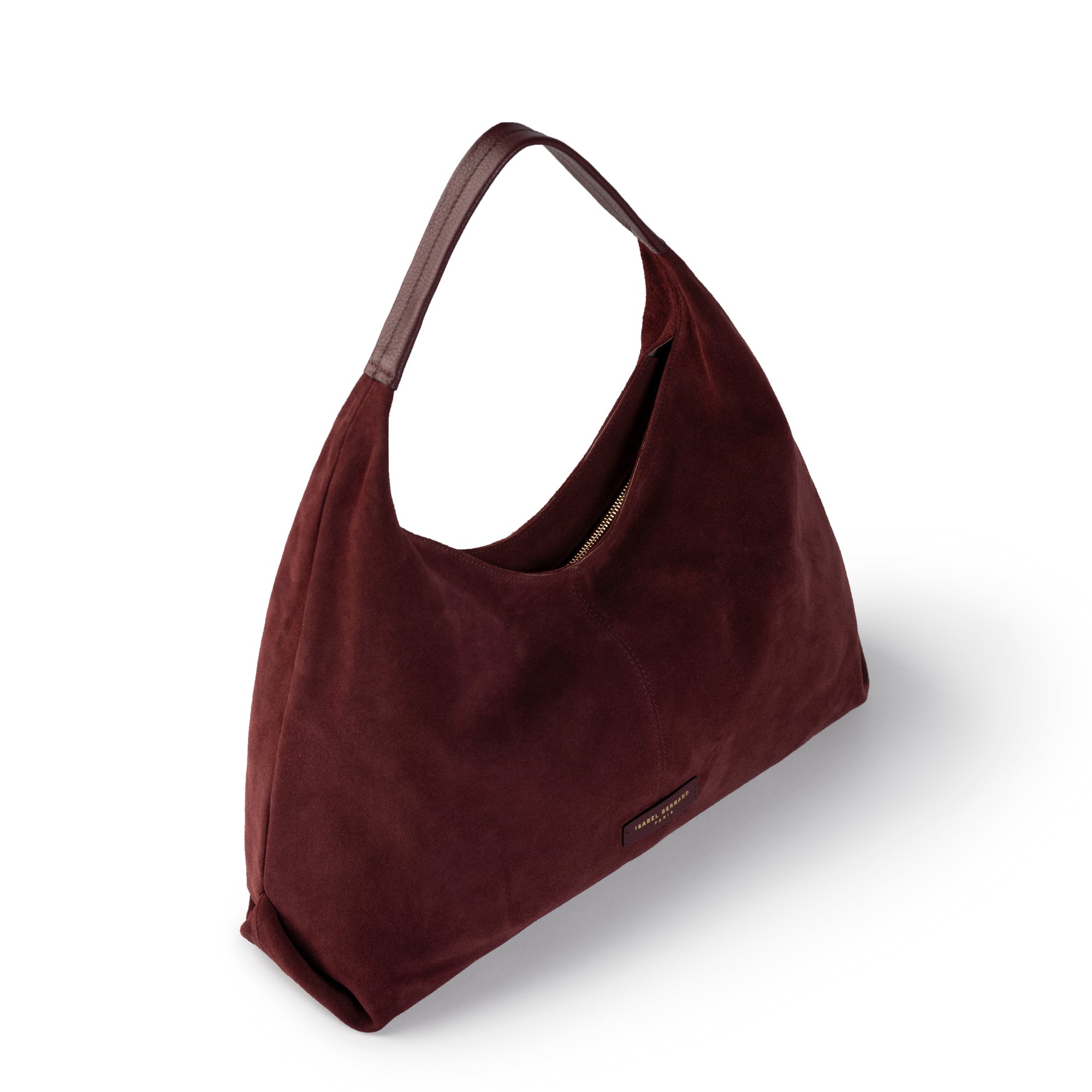 Honoré Grace dark bordeaux suede shoulder bag