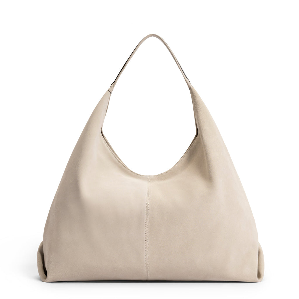 Honoré Grace cream suede shoulder bag