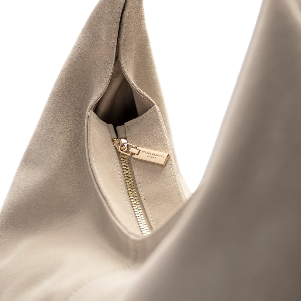 Honoré Grace cream suede shoulder bag