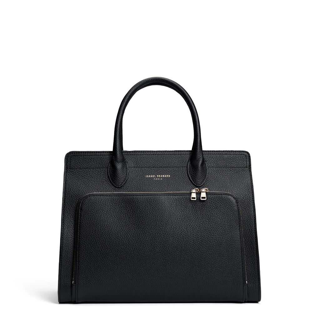 Honoré Nadine black calfskin leather handbag with 13 inch laptop pocket