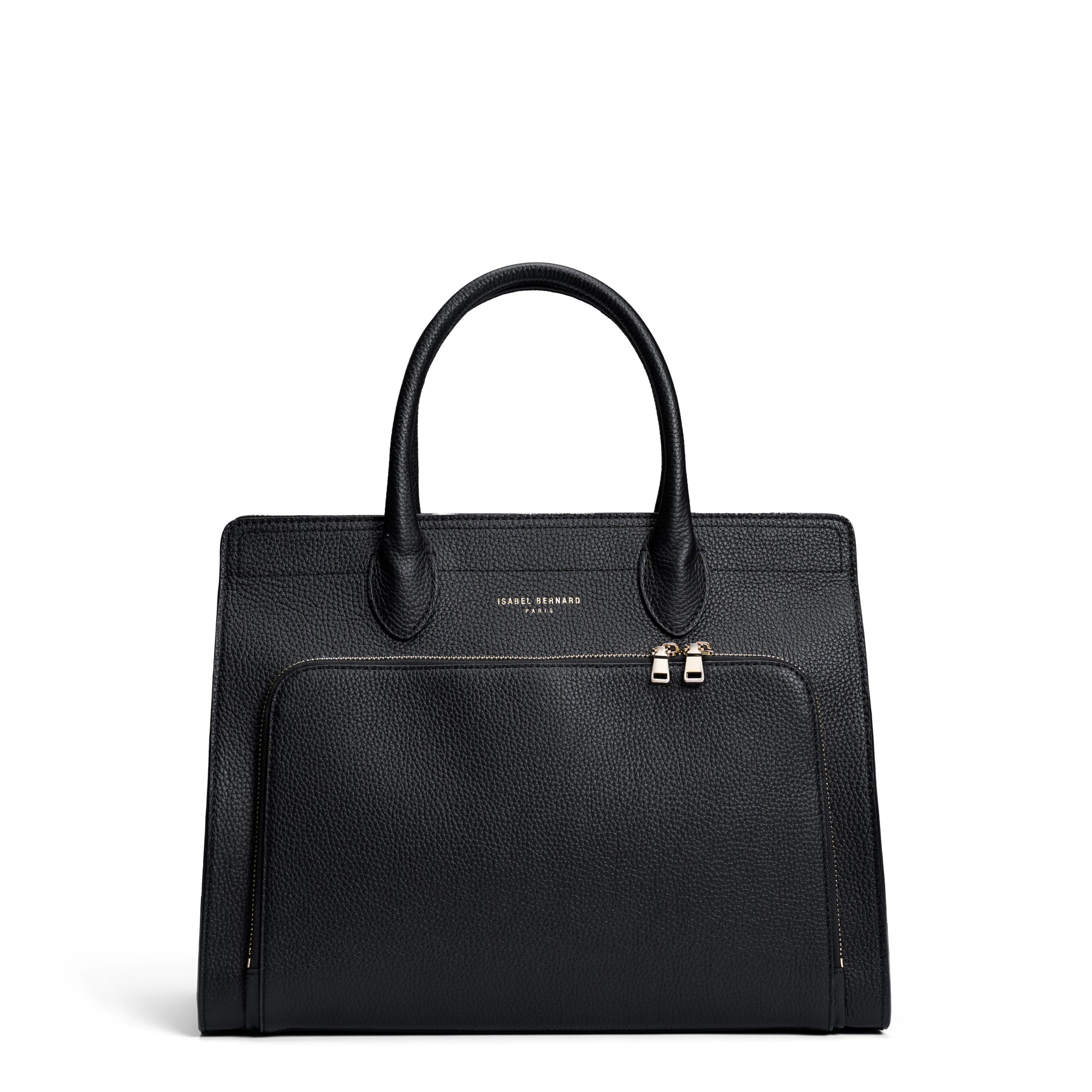 Honoré Nadine black calfskin leather handbag with 13 inch laptop pocket