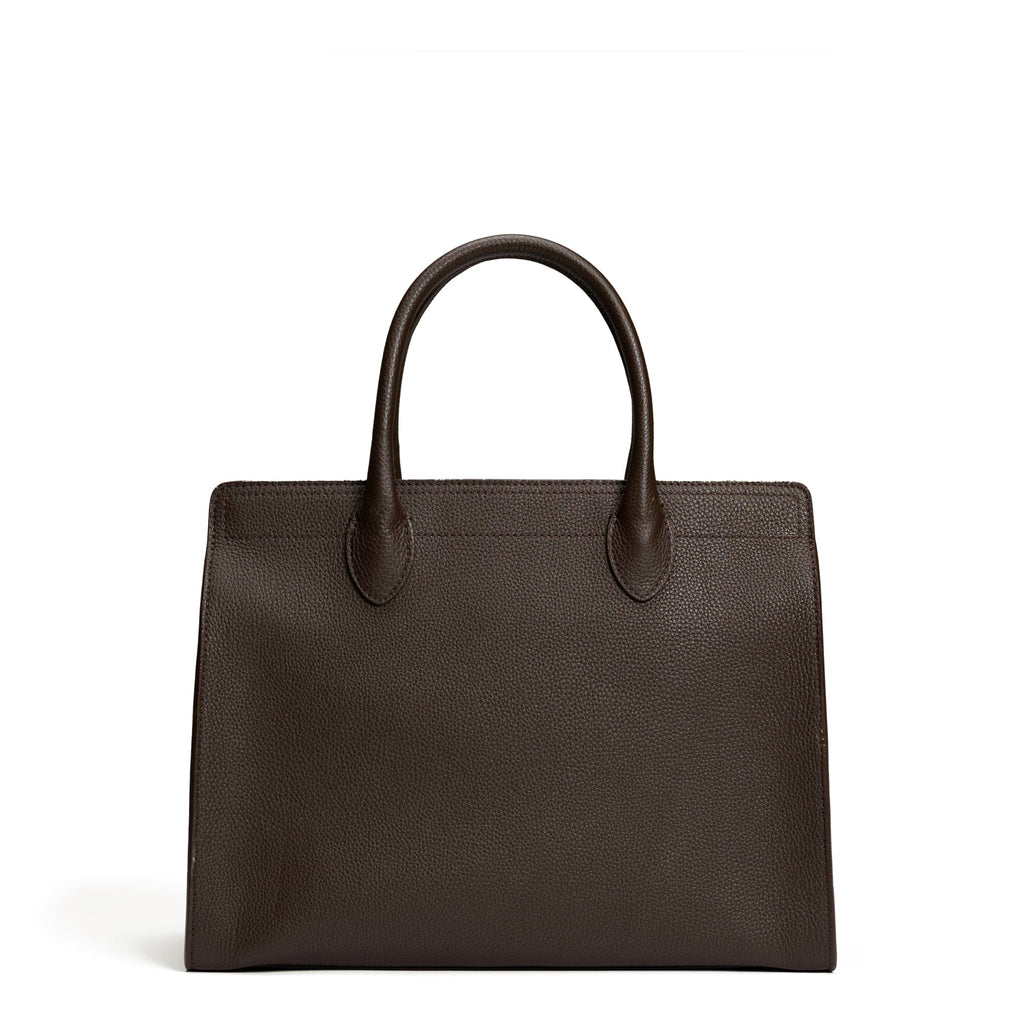 Honoré Nadine brown calfskin leather handbag with 13 inch laptop pocket