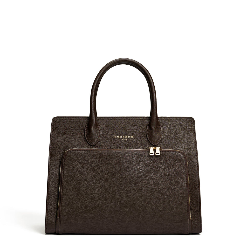 Honoré Nadine brown calfskin leather handbag with 13 inch laptop pocket