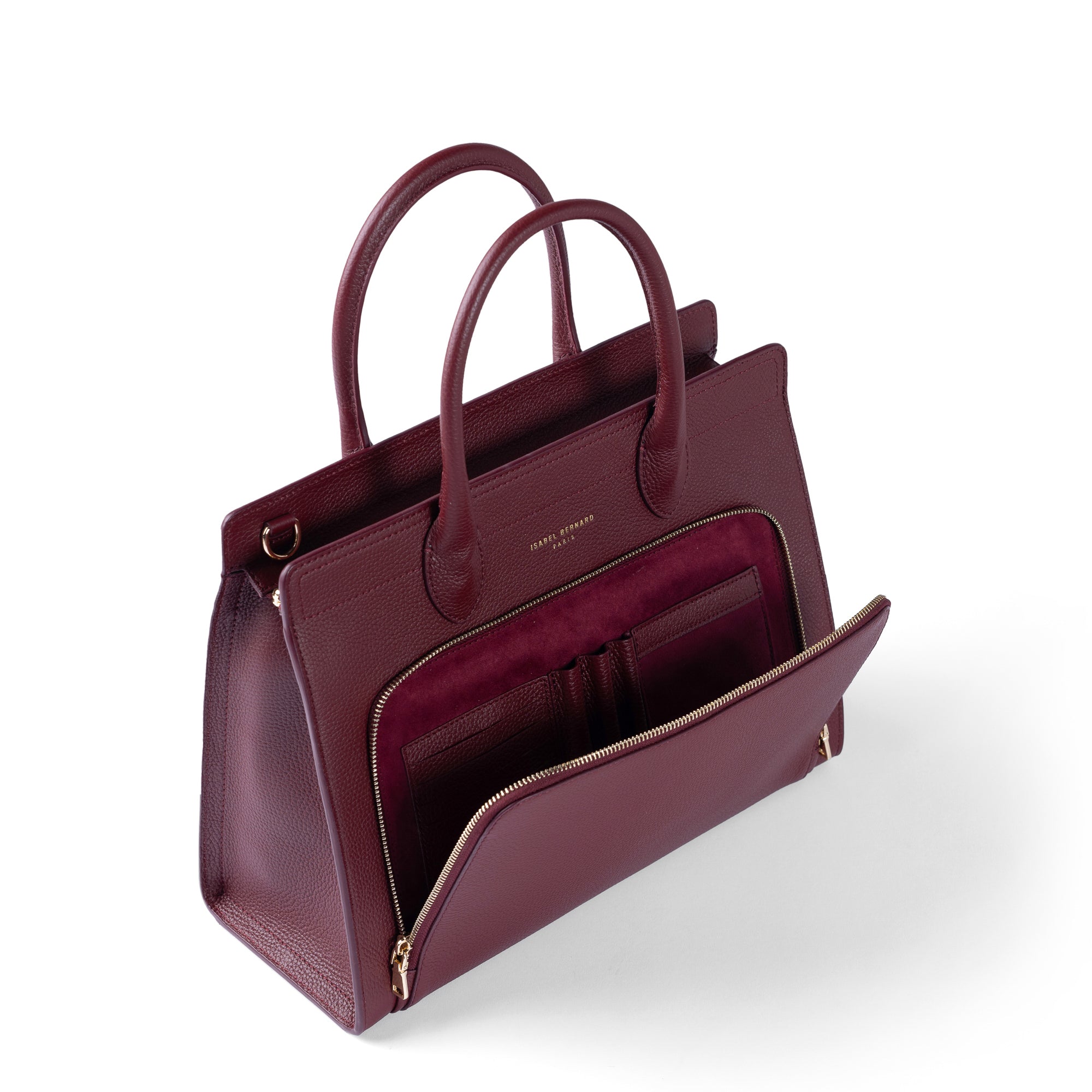 Honoré Nadine red calfskin leather handbag with 13 inch laptop pocket