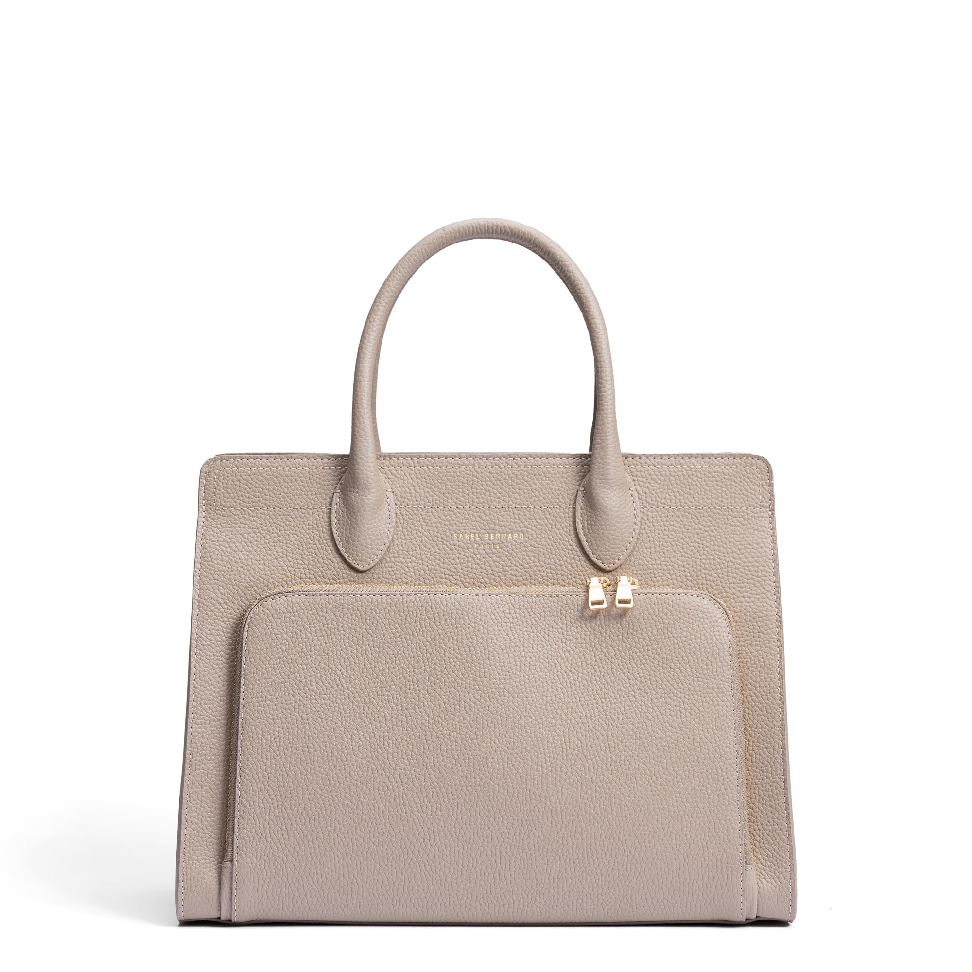Honoré Nadine taupe calfskin leather handbag with 13 inch laptop pocket