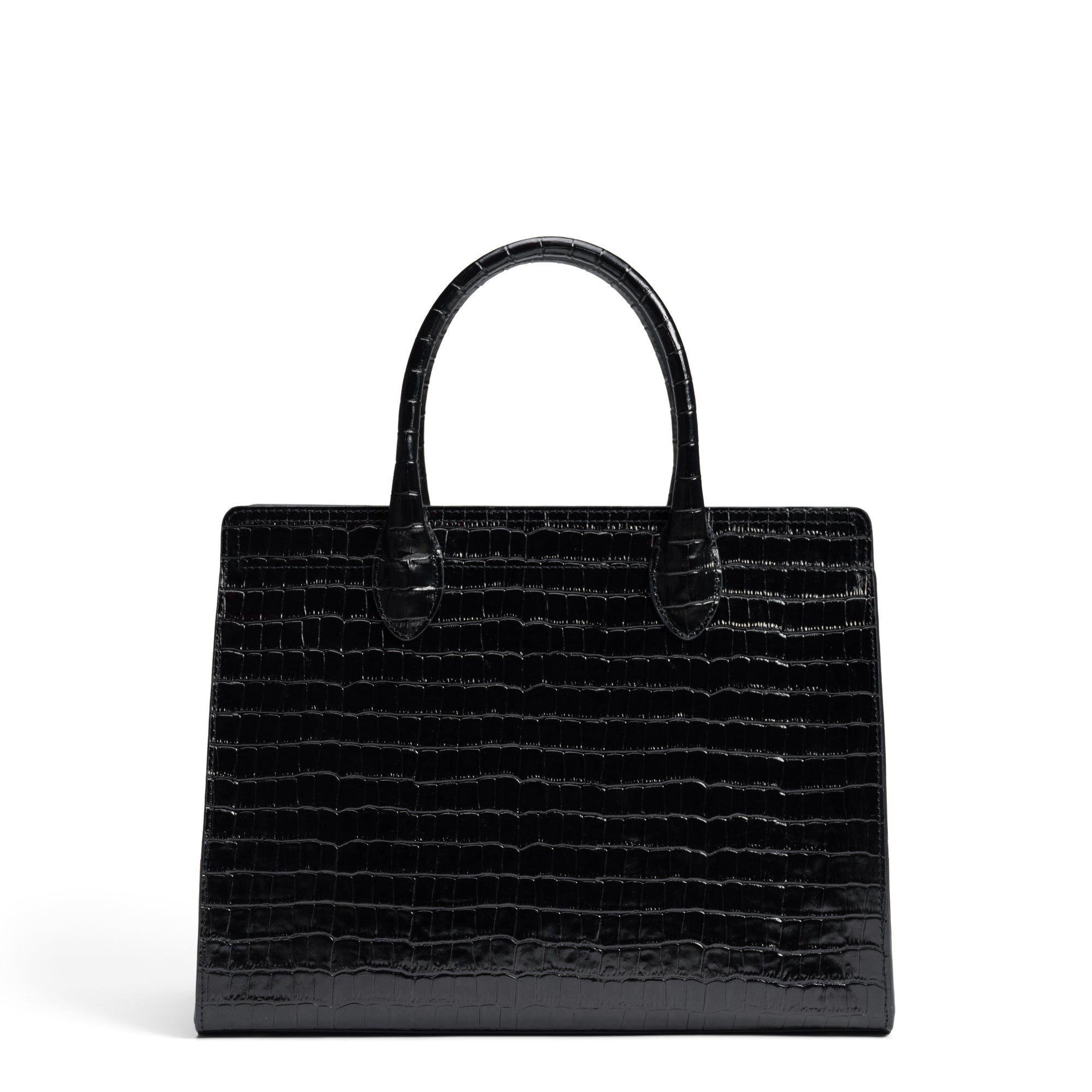 Honoré Nadine croco black leather handbag with 13 inch laptop pocket
