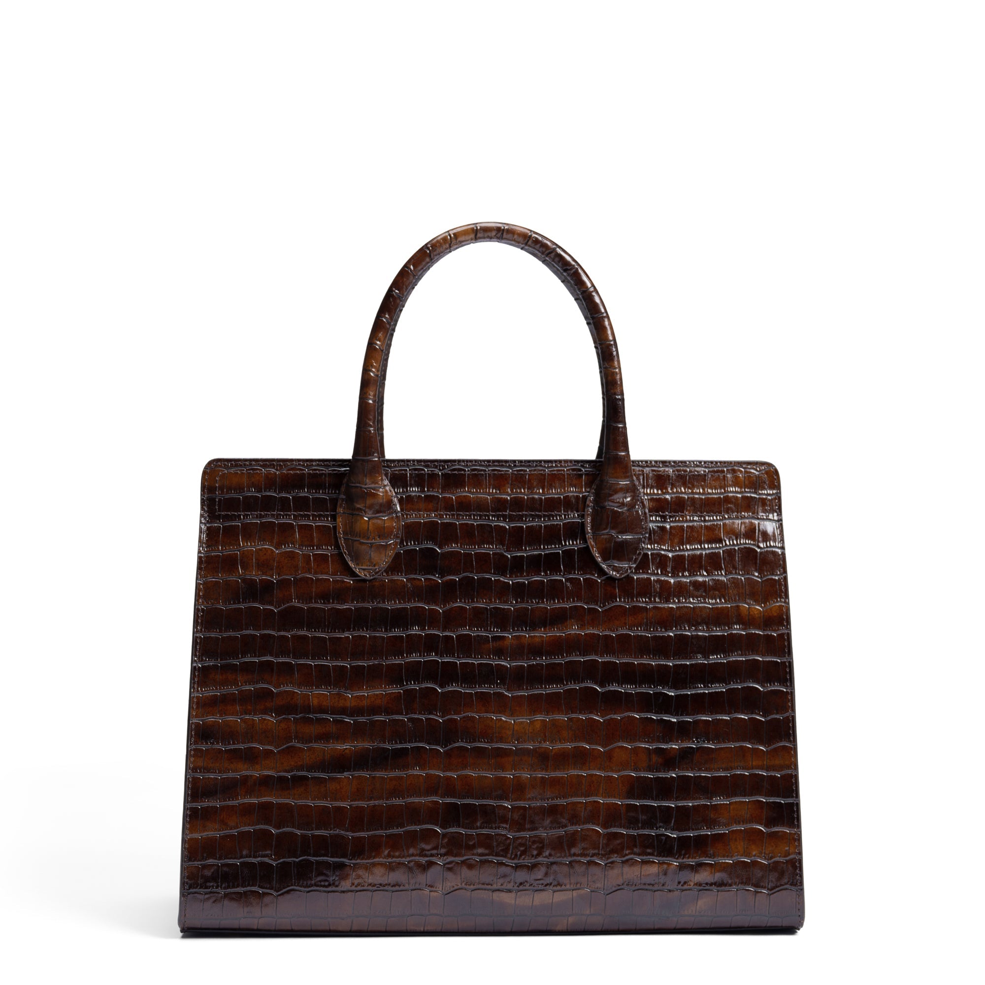 Honoré Nadine croco brown leather handbag with 13 inch laptop pocket