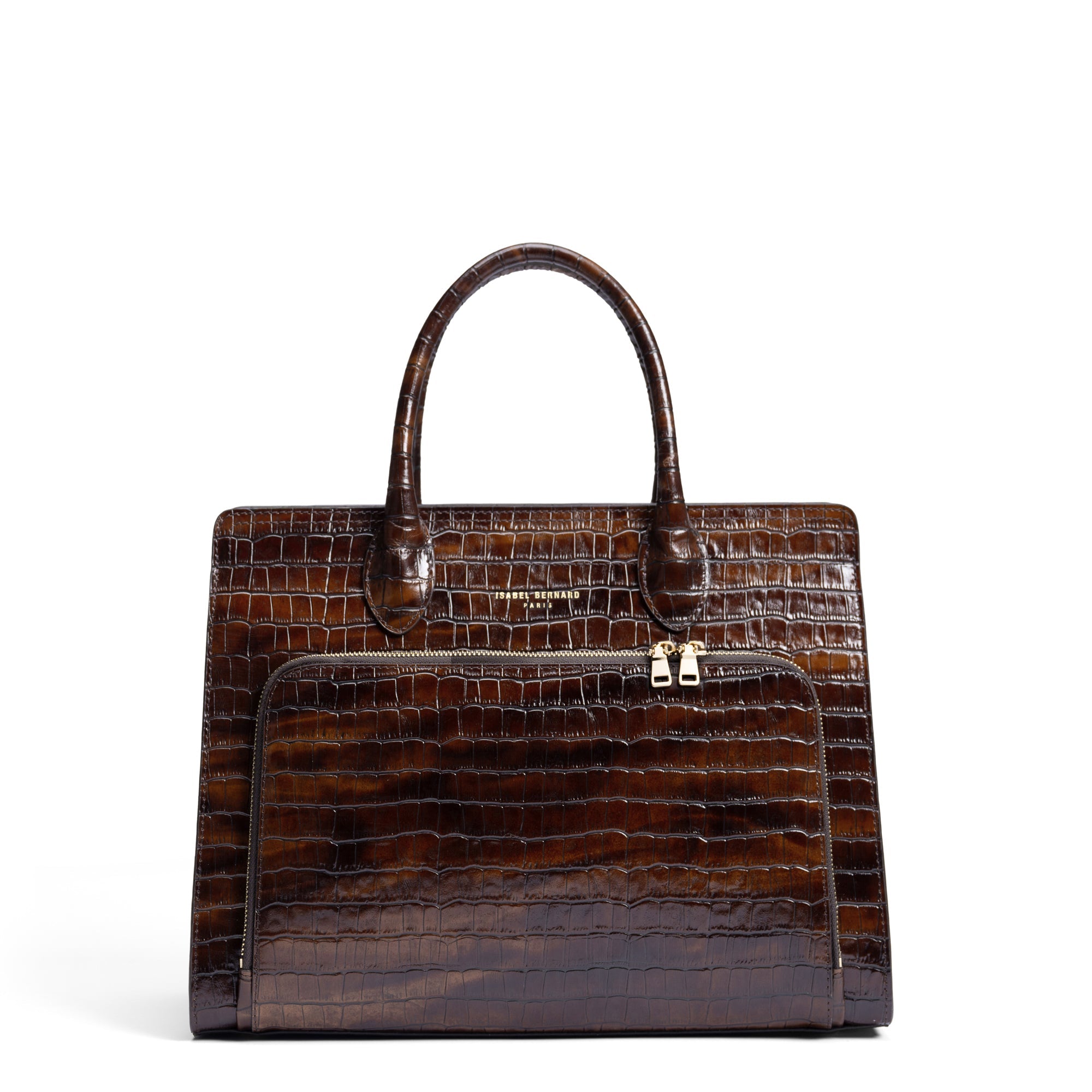 Honoré Nadine croco brown leather handbag with 13 inch laptop pocket