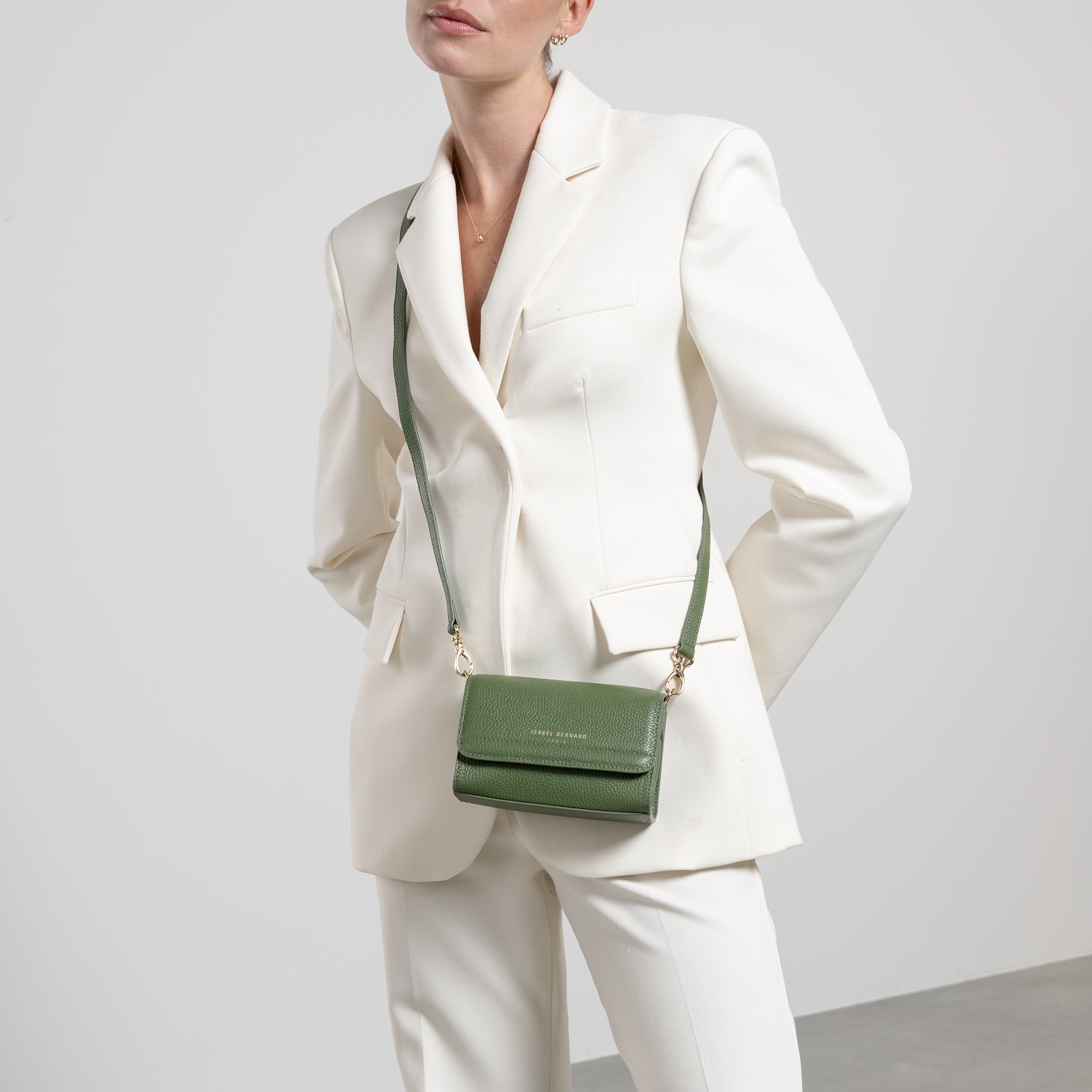 Femme Forte Kim green calfskin leather crossbody bag