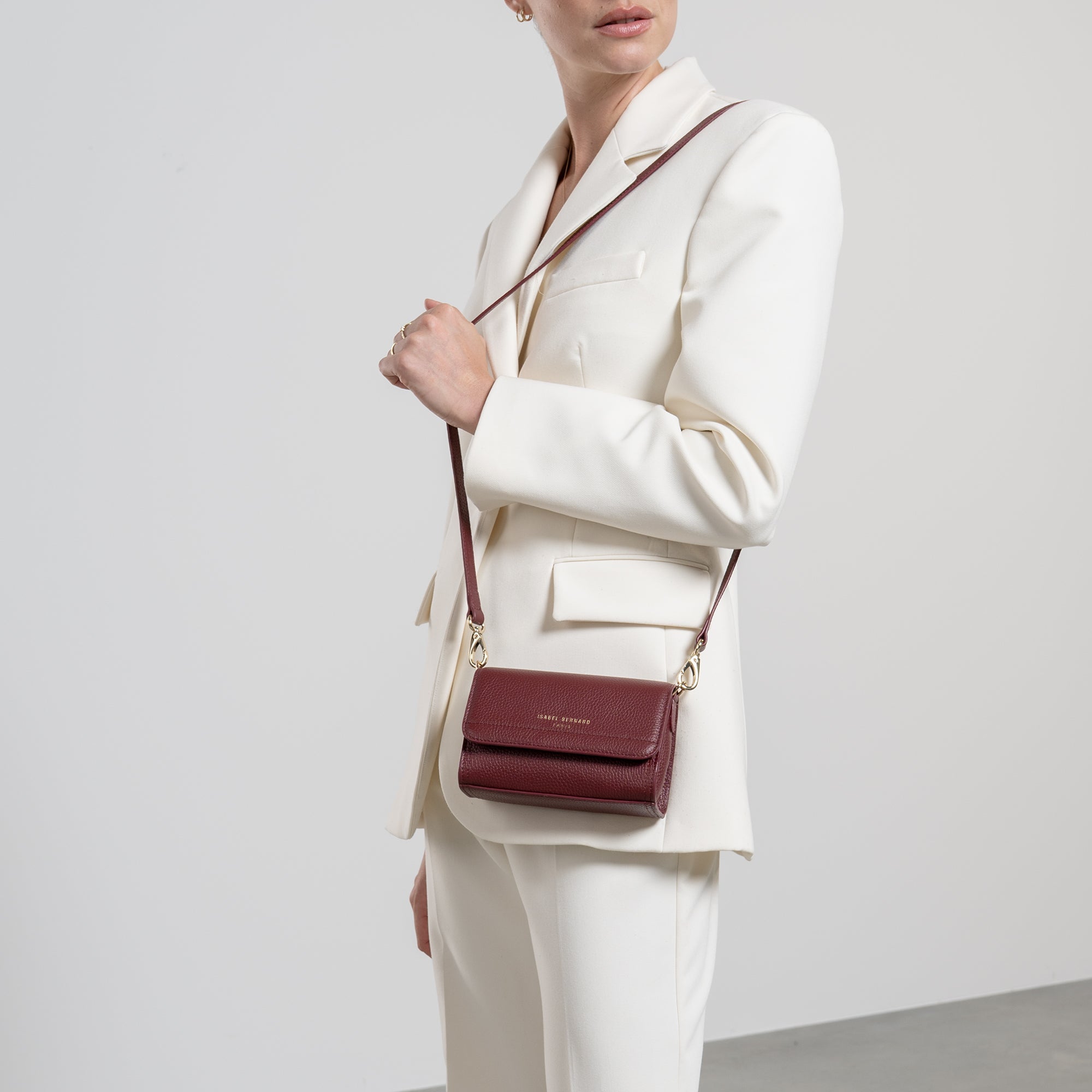Femme Forte Kim bordeaux red calfskin leather crossbody bag