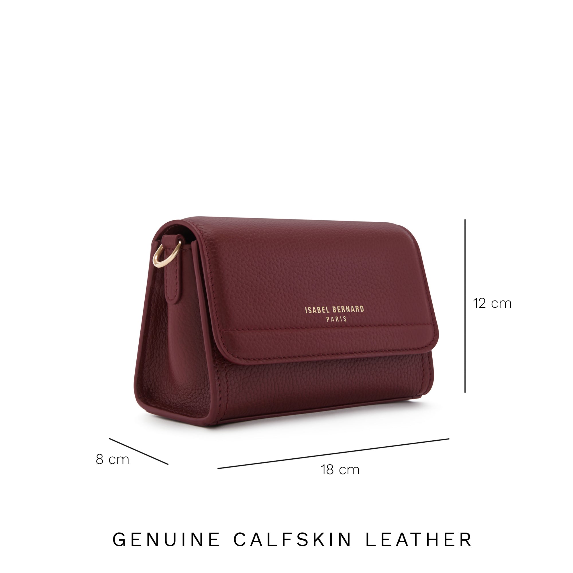 Femme Forte Kim bordeaux red calfskin leather crossbody bag