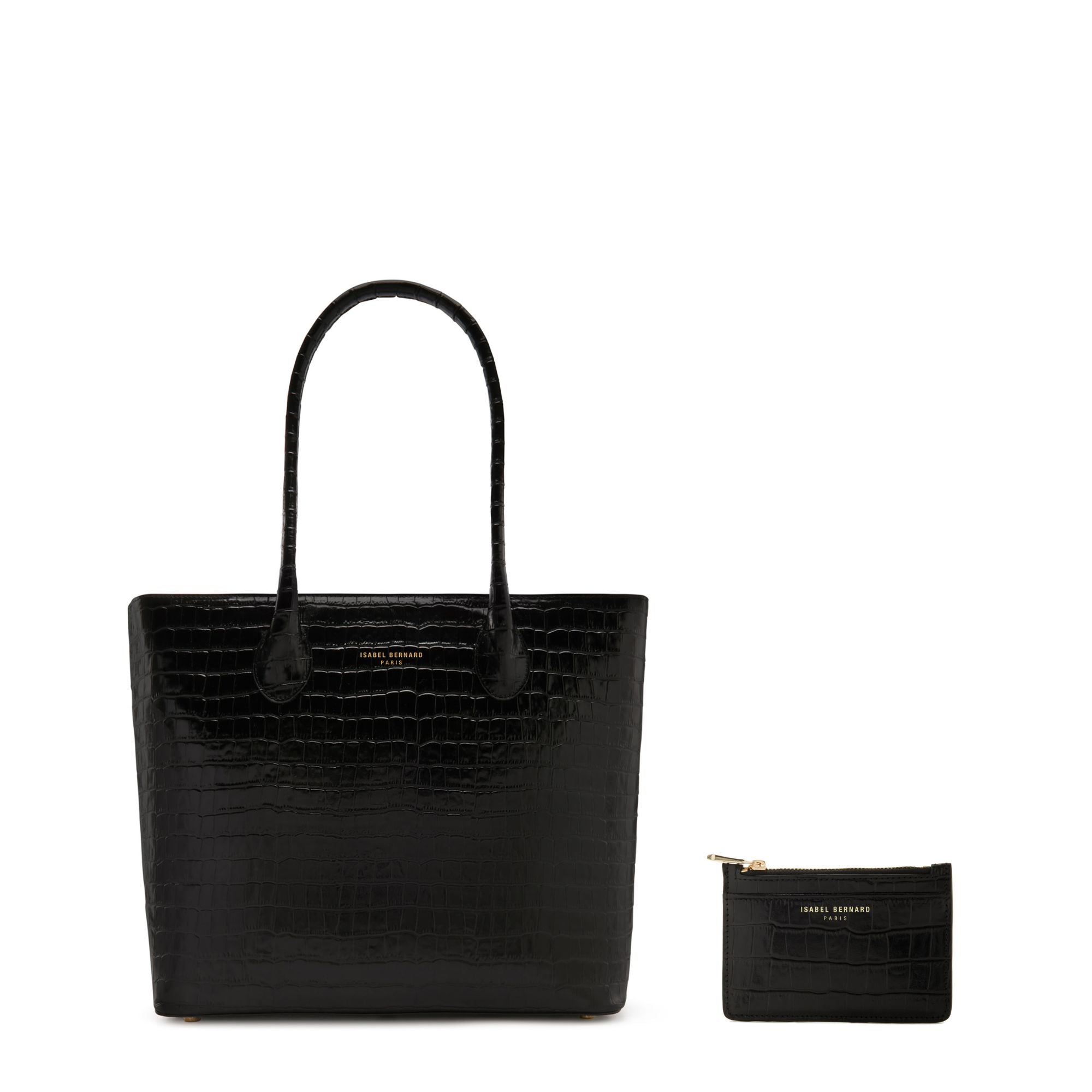 Cadeau d'Isabel croco black calfskin leather shopper & cardholder set