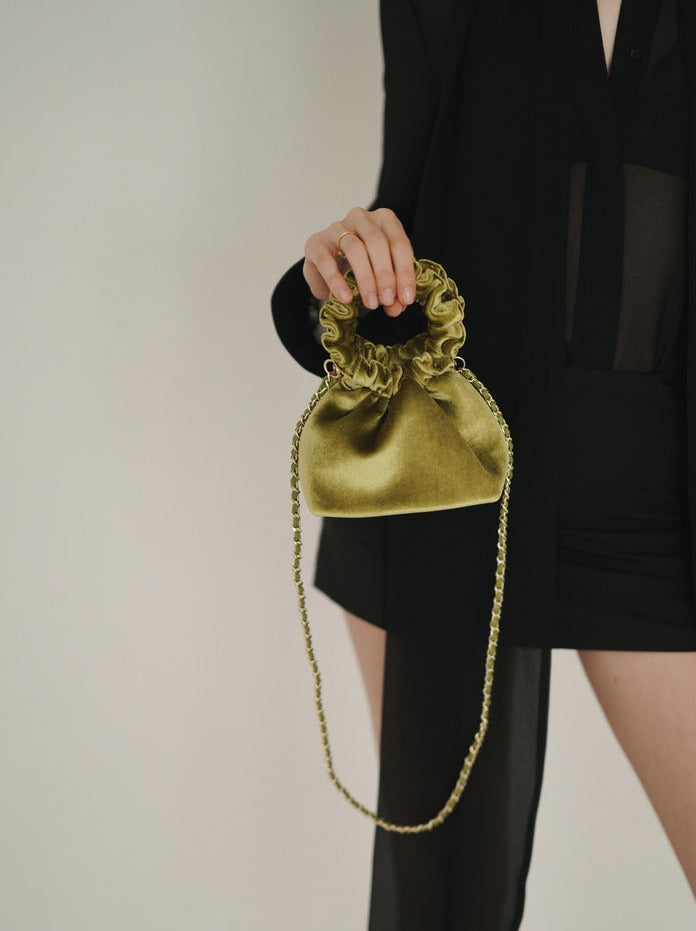 Mini Emerald Velvet Cloud Bag (Final Sale）