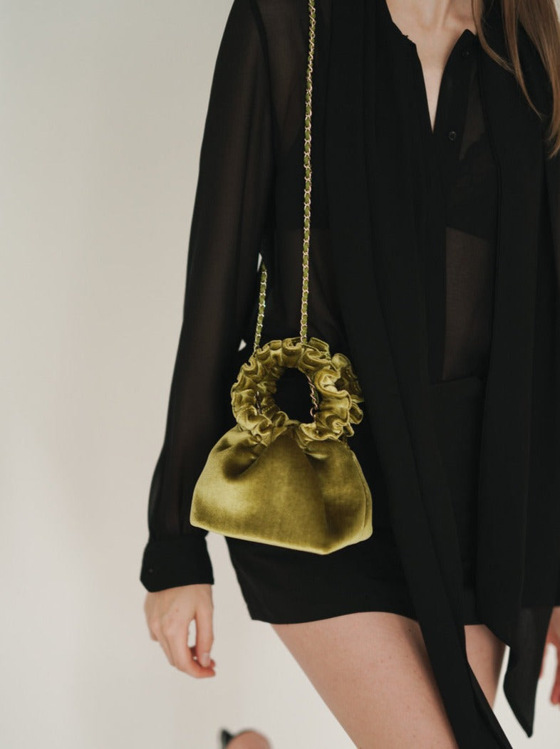 Mini Emerald Velvet Cloud Bag (Final Sale）